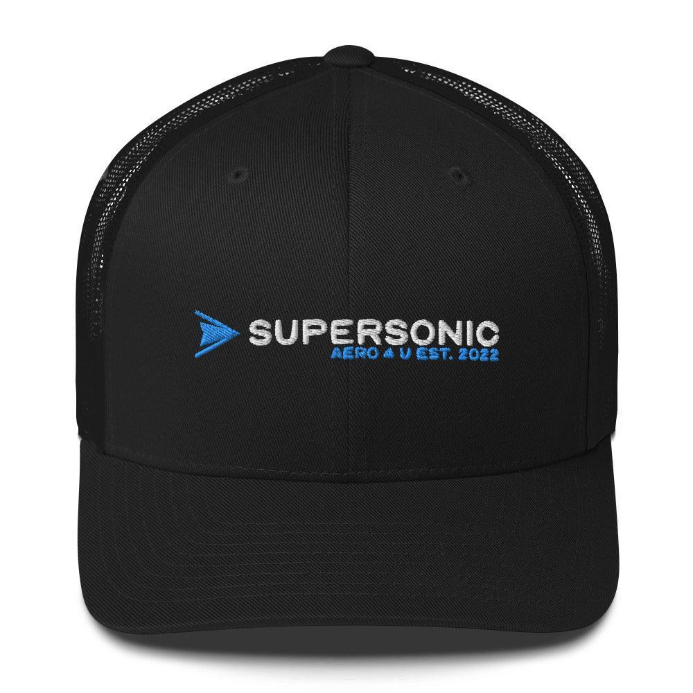 Aviation Trucker Cap "Supersonic" light blue Round Cap Visor Black für Piloten, Crews, Kinder & Planespotter made by SUPERSONIC aero 4U