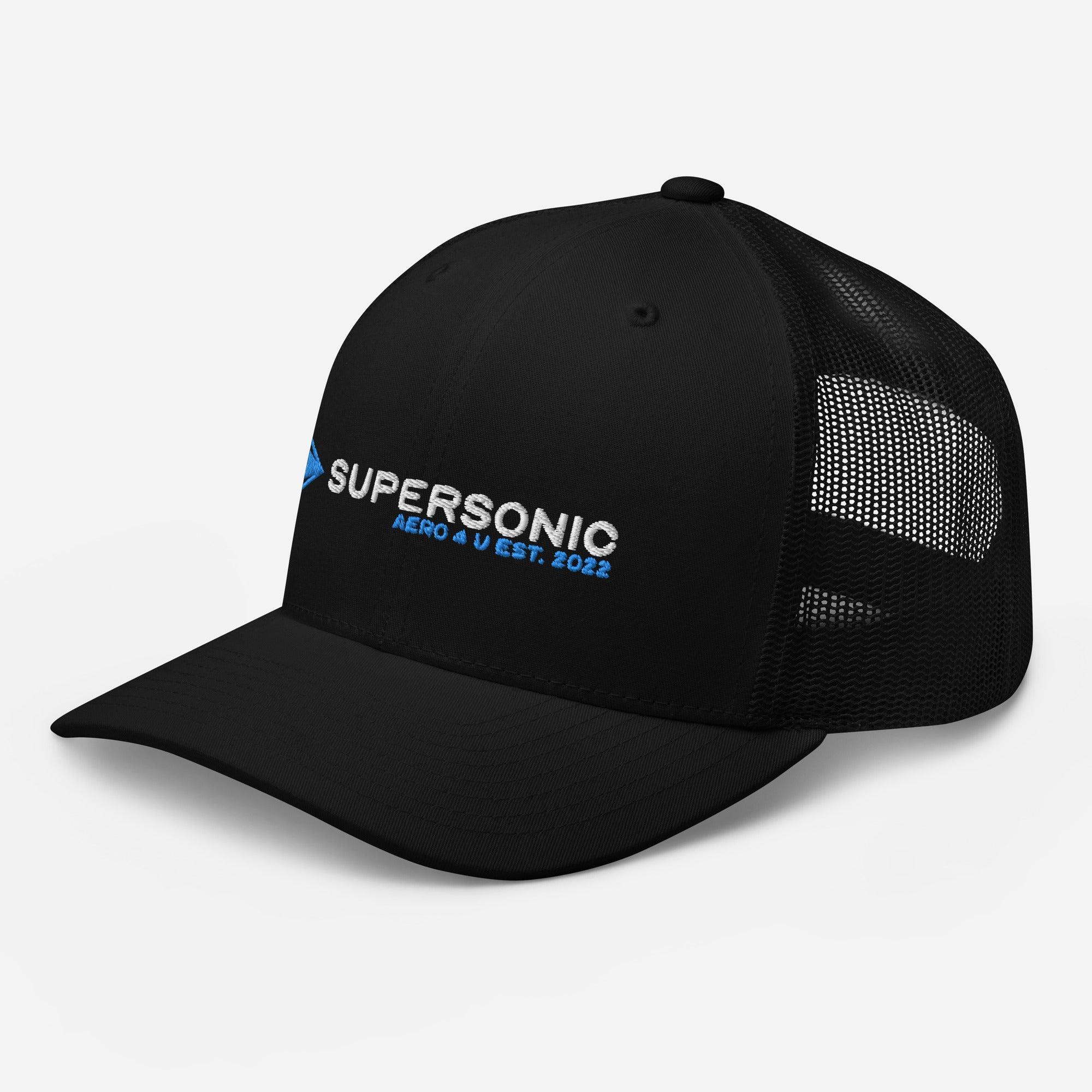 Aviation Trucker Cap "Supersonic" light blue Round Cap Visor für Piloten, Crews, Kinder & Planespotter made by SUPERSONIC aero 4U
