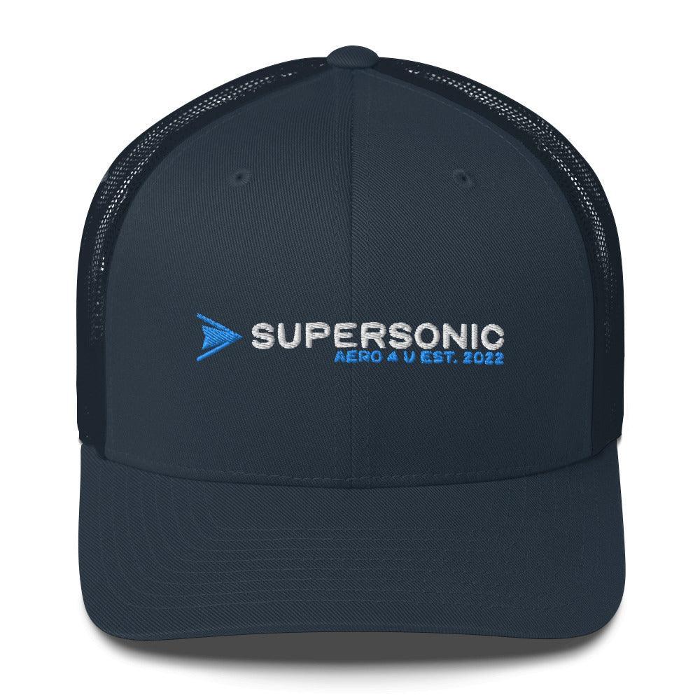 Aviation Trucker Cap "Supersonic" light blue Round Cap Visor Navy für Piloten, Crews, Kinder & Planespotter made by SUPERSONIC aero 4U