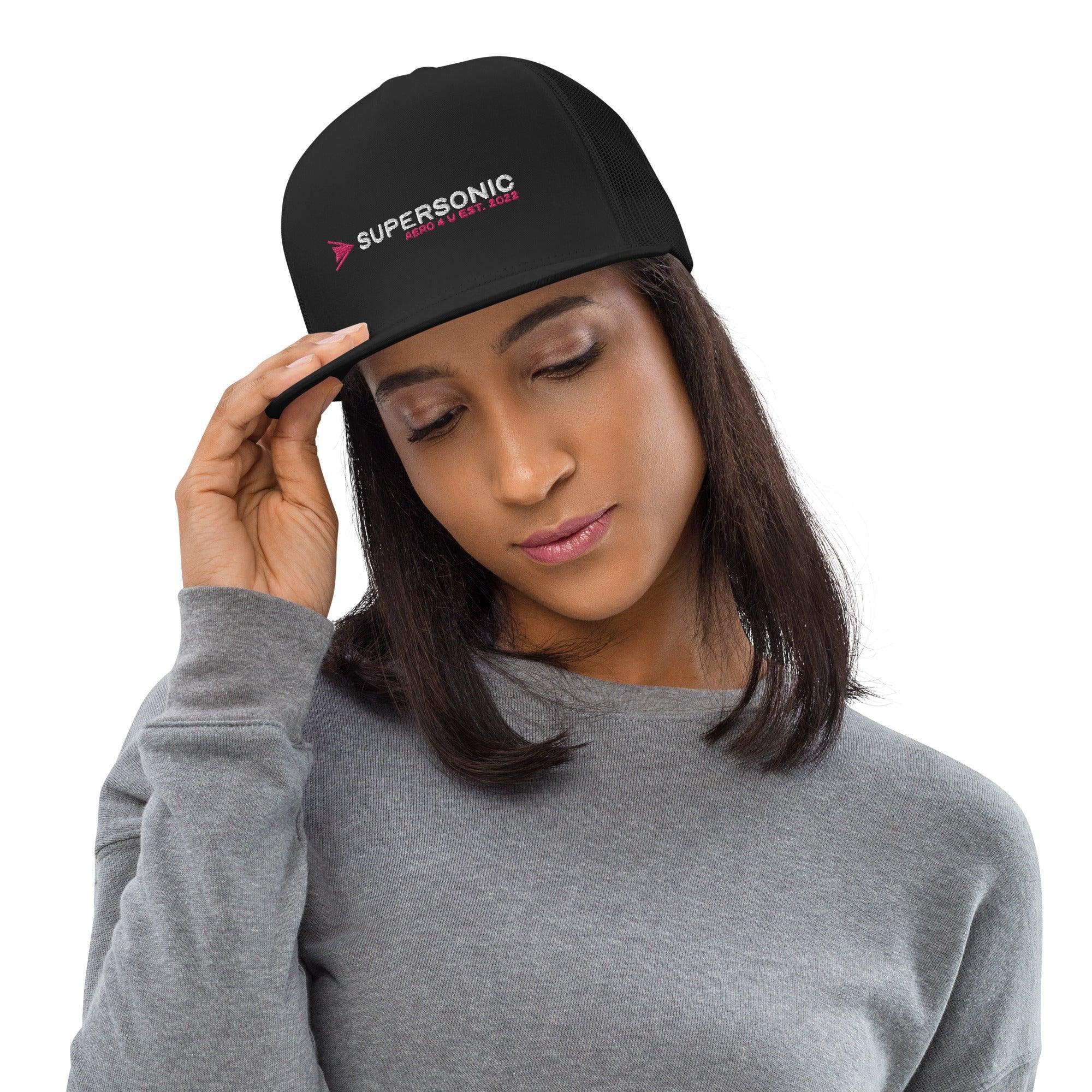 Aviation Trucker Cap "Supersonic" pink Flat Bill Black für Piloten, Crews, Kinder & Planespotter made by SUPERSONIC aero 4U