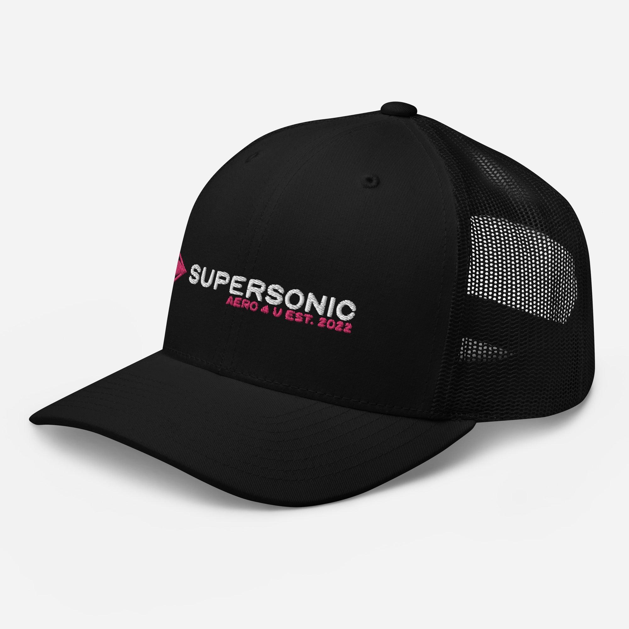 Aviation Trucker Cap "Supersonic" pink Round Cap Visor für Piloten, Crews, Kinder & Planespotter made by SUPERSONIC aero 4U