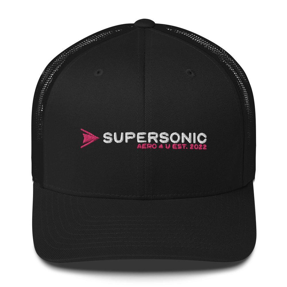 Aviation Trucker Cap "Supersonic" pink Round Cap Visor Black für Piloten, Crews, Kinder & Planespotter made by SUPERSONIC aero 4U