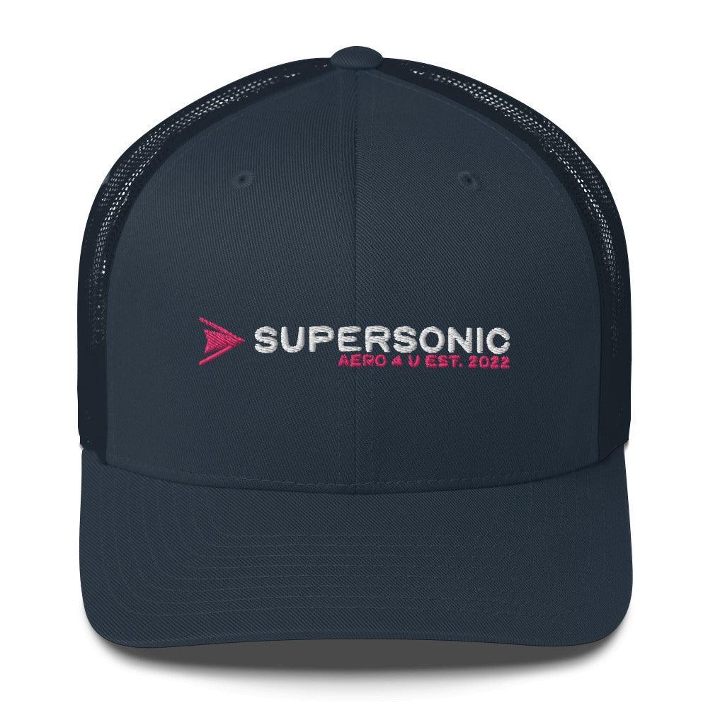 Aviation Trucker Cap "Supersonic" pink Round Cap Visor Navy für Piloten, Crews, Kinder & Planespotter made by SUPERSONIC aero 4U