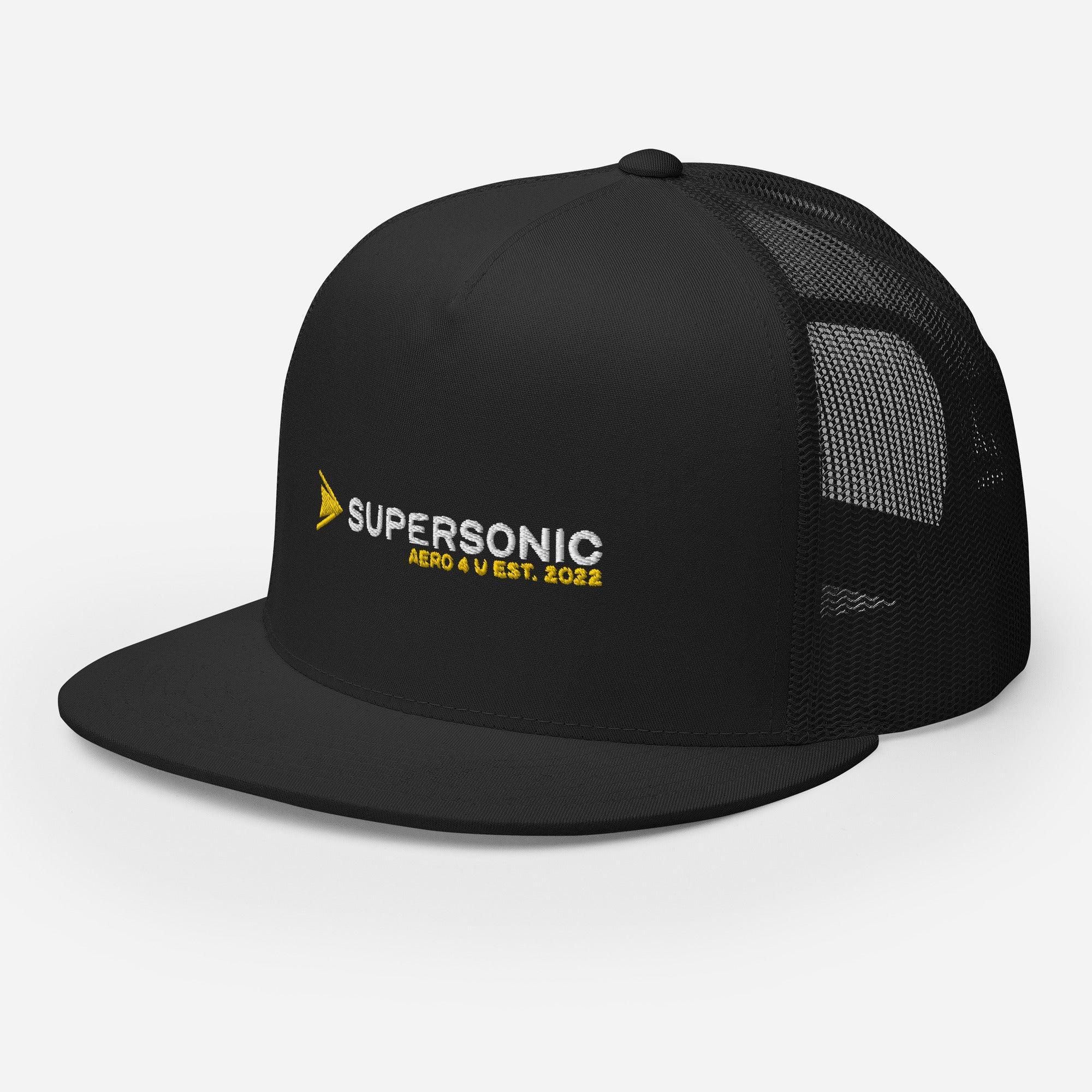 Aviation Trucker Cap "Supersonic" yellow Flat Bill für Piloten, Crews, Kinder & Planespotter made by SUPERSONIC aero 4U