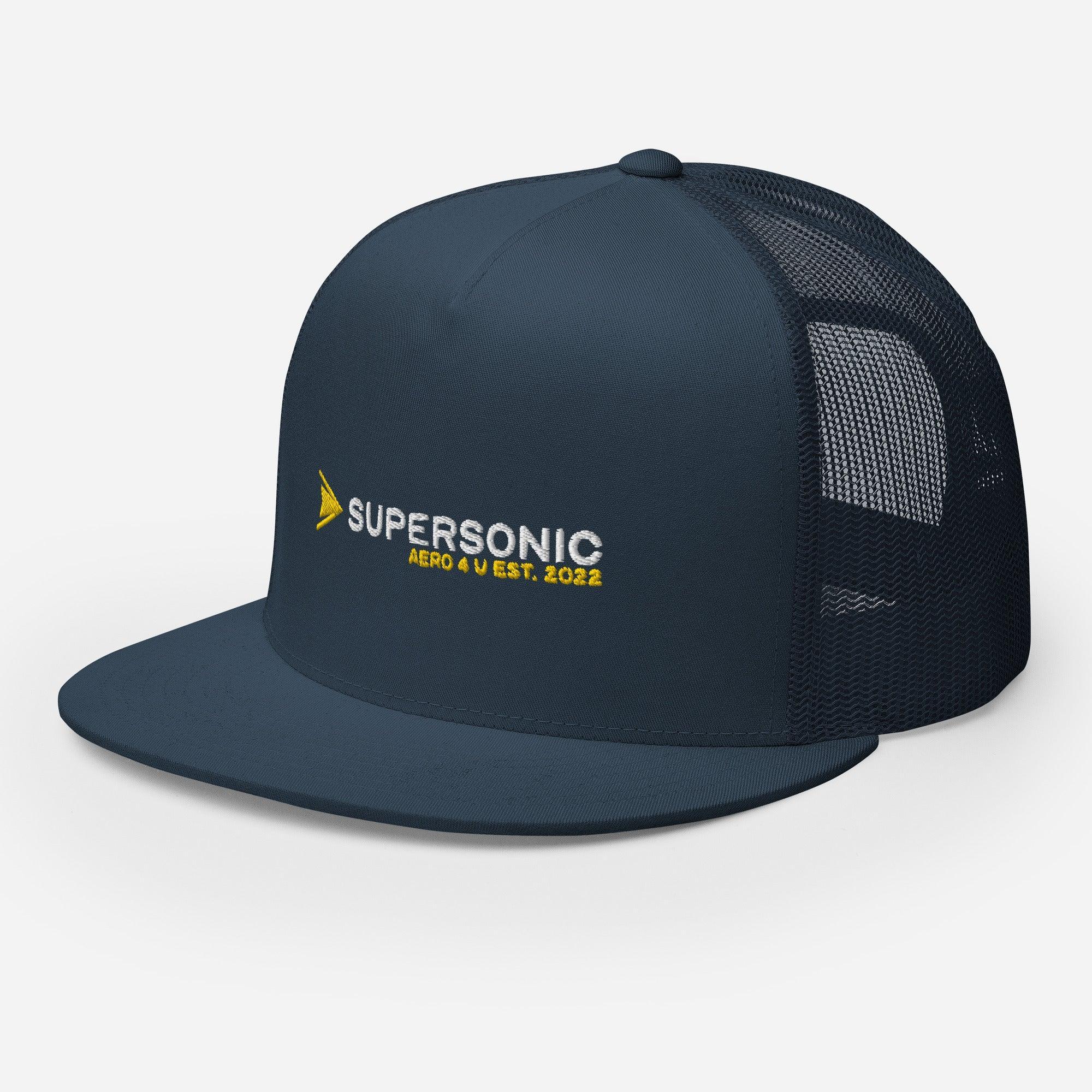 Aviation Trucker Cap "Supersonic" yellow Flat Bill für Piloten, Crews, Kinder & Planespotter made by SUPERSONIC aero 4U
