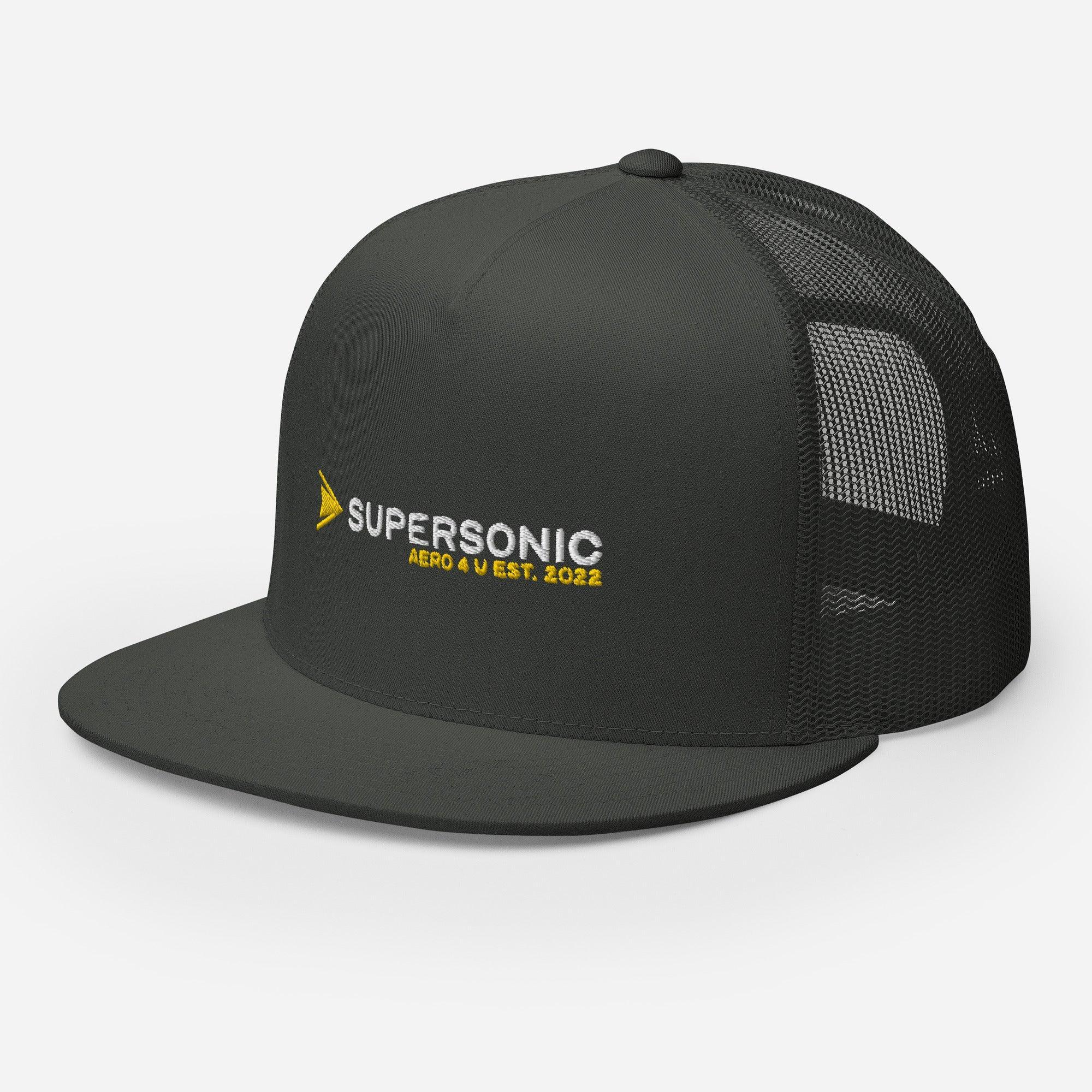 Aviation Trucker Cap "Supersonic" yellow Flat Bill für Piloten, Crews, Kinder & Planespotter made by SUPERSONIC aero 4U