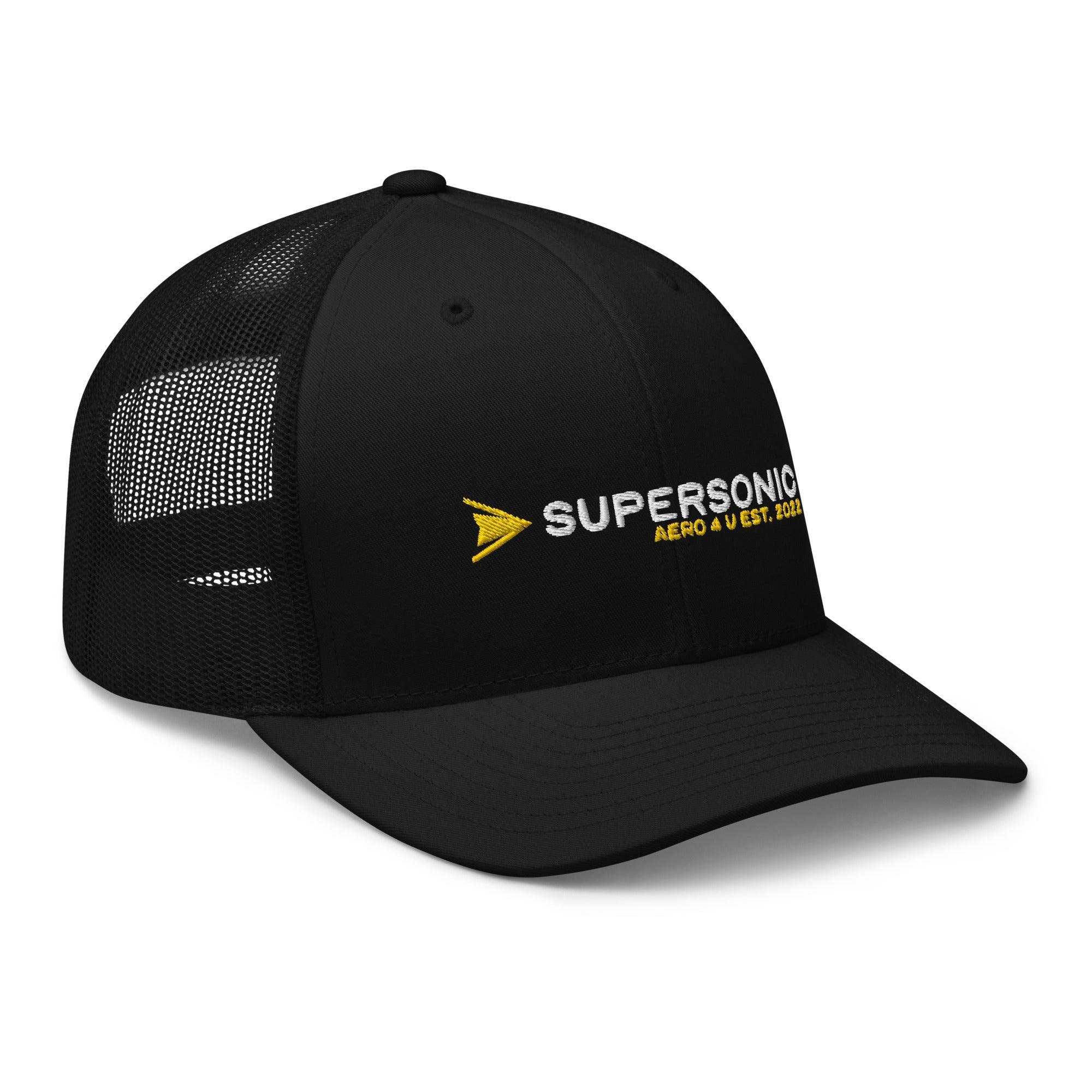 Aviation Trucker Cap "Supersonic" yellow Round Cap Visor für Piloten, Crews, Kinder & Planespotter made by SUPERSONIC aero 4U