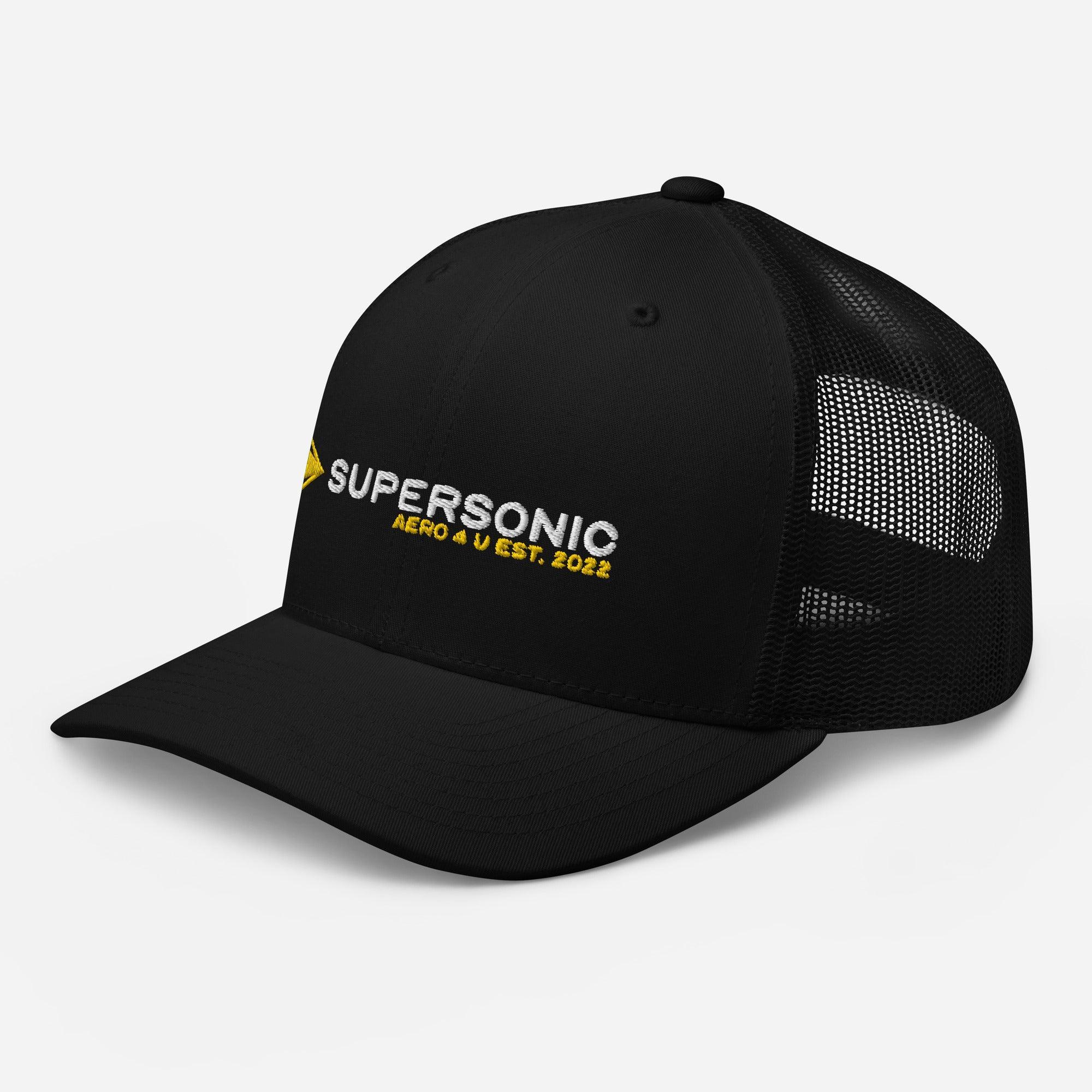 Aviation Trucker Cap "Supersonic" yellow Round Cap Visor für Piloten, Crews, Kinder & Planespotter made by SUPERSONIC aero 4U