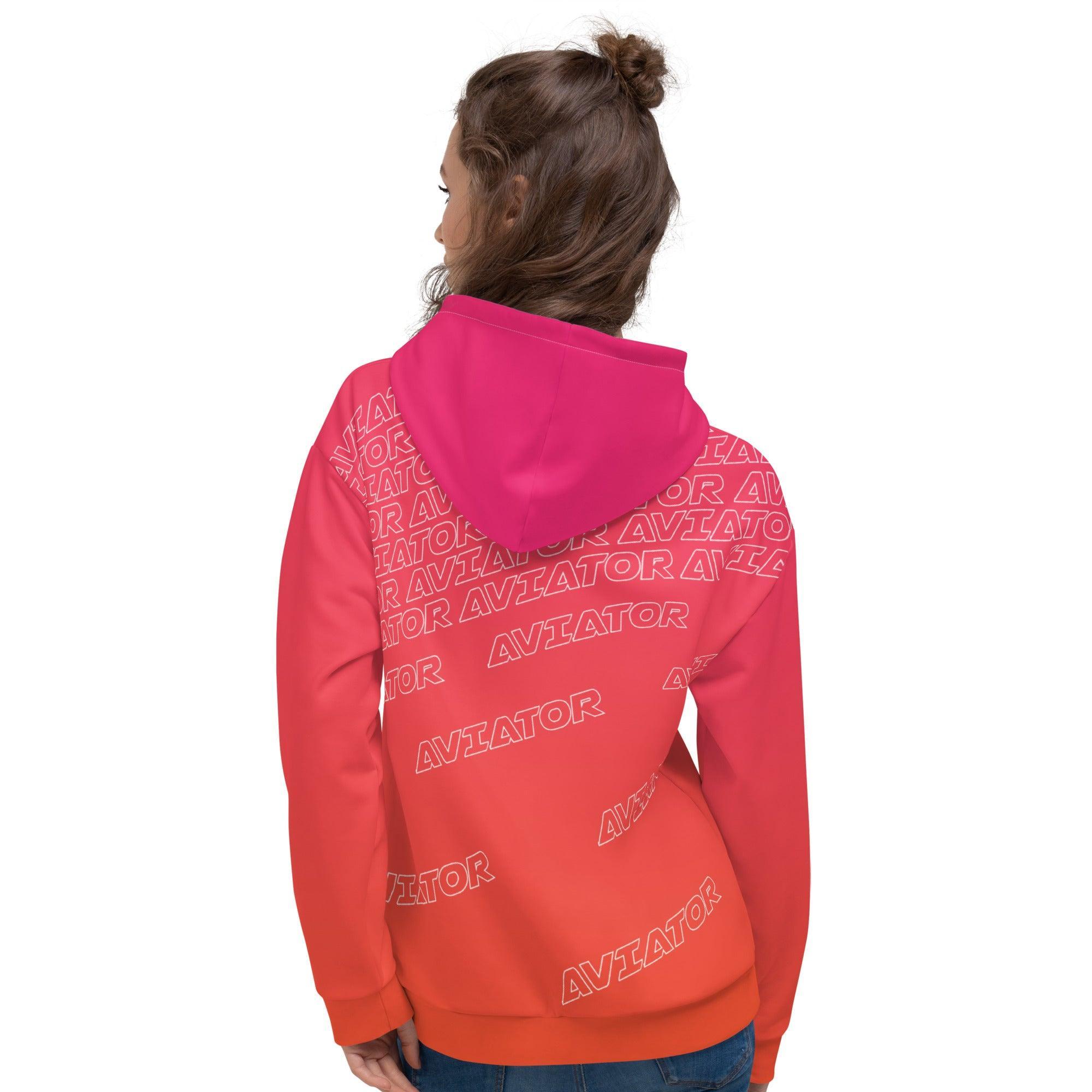 Aviation Unisex Hoodie "Aviator" pink/orange AOP all-over print für Piloten, Crews, Kinder & Planespotter made by SUPERSONIC aero 4U