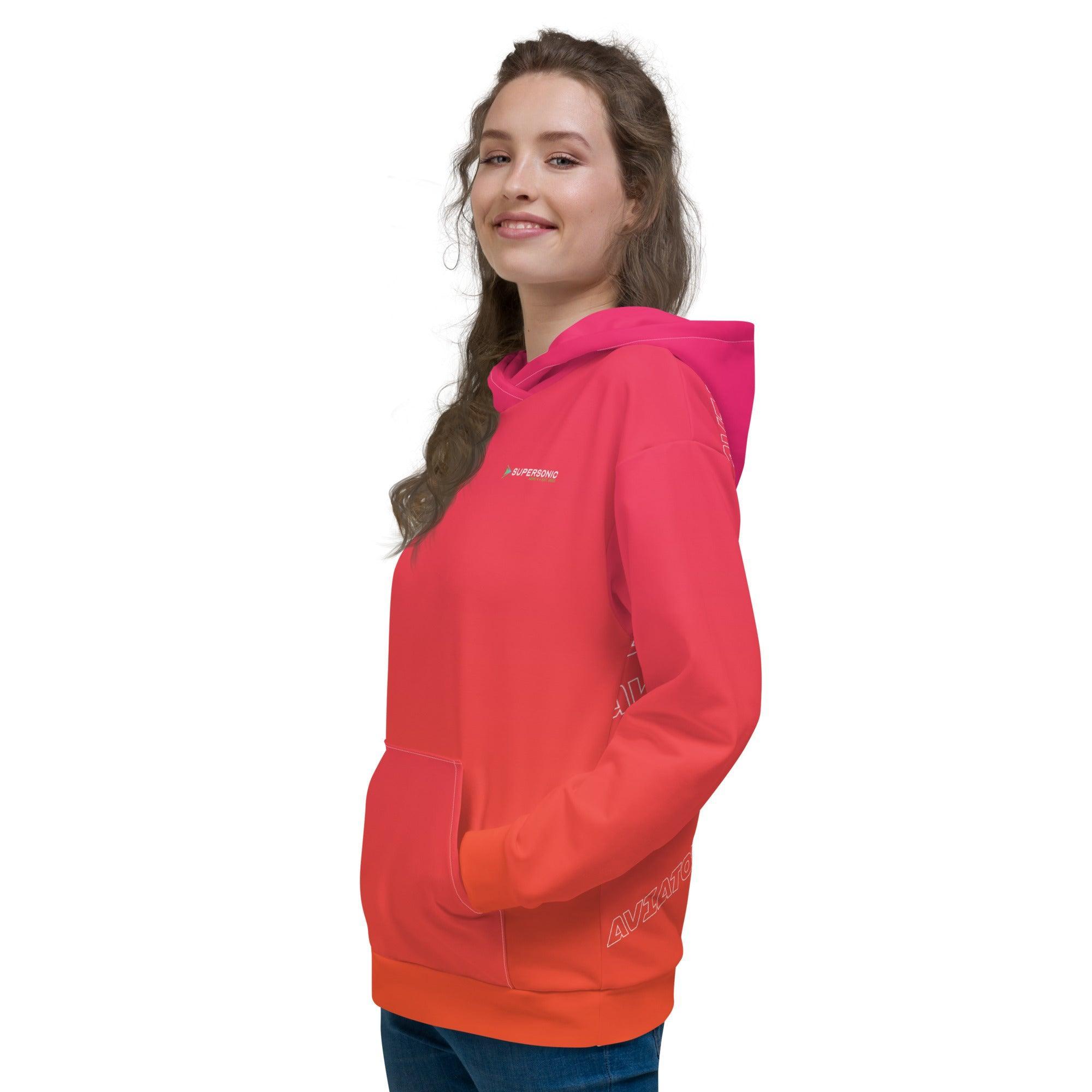 Aviation Unisex Hoodie "Aviator" pink/orange AOP all-over print für Piloten, Crews, Kinder & Planespotter made by SUPERSONIC aero 4U