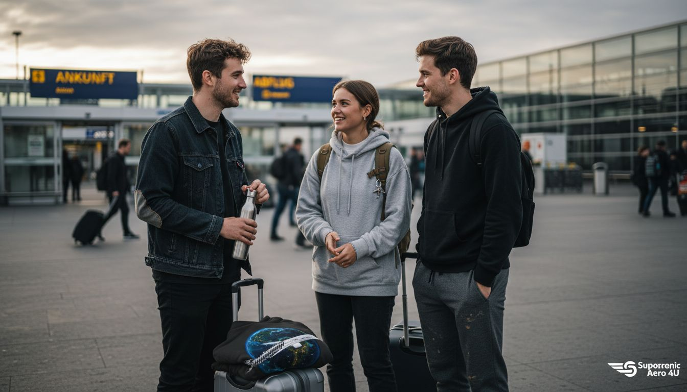 Vor dem Flughafen zeigen Streetwear-Liebhaber, wie cool nachhaltige Mode aussehen kann.