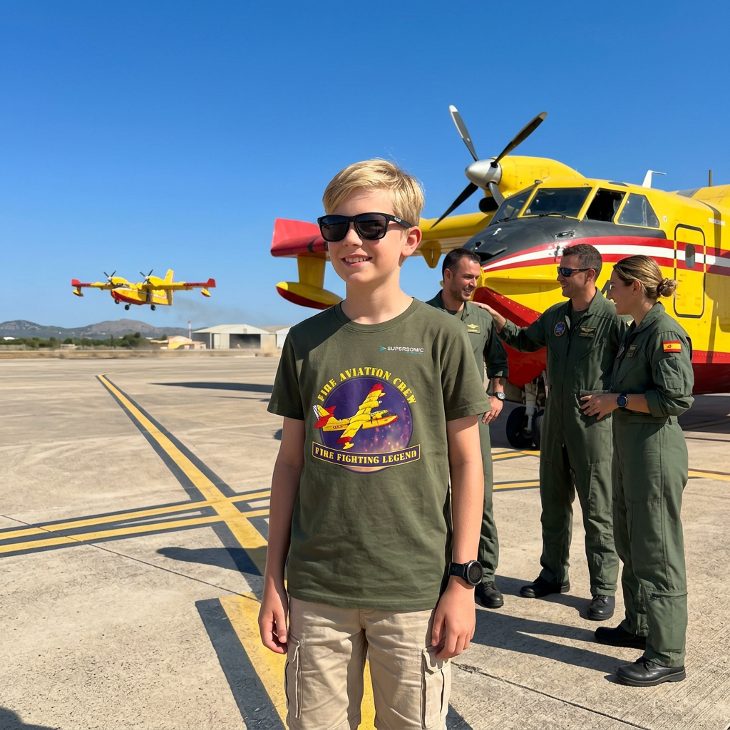 Bombardier CL-415 Tshirt, Canadair CL-415 Kinder Tshirt, Flugzeug Tshirt Kinder