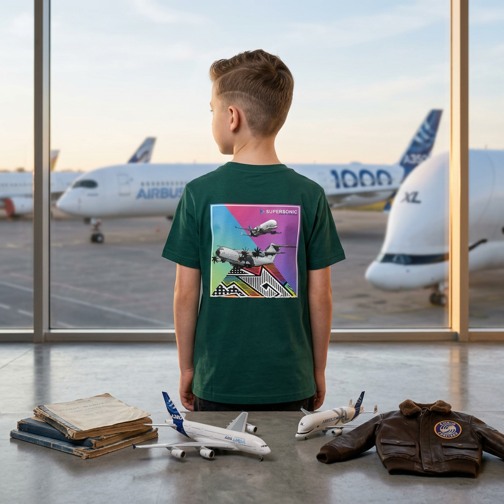 Aviation Kids T-Shirt ,Airbus A400M und Airbus Beluga Kinder Tshirt,  Flugzeug Tshirt für Piloten, Crews, Kinder & Planespotter, made by SUPERSONIC aero 4U, Airbus Tshirt Kinder