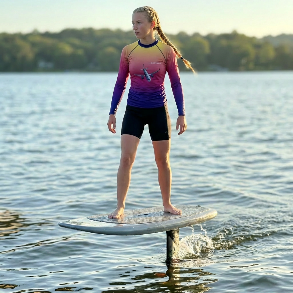 Lycra Swimmshirt Kinder, UV Shirt Kinder, Wassersport Shirt Kinder, Surf und Foil Shirt, Lycra Langarmshirt Kinder, Aviation Lycra Shirt, Flugeug Lycra Shirt, Supersonic Aero 4U