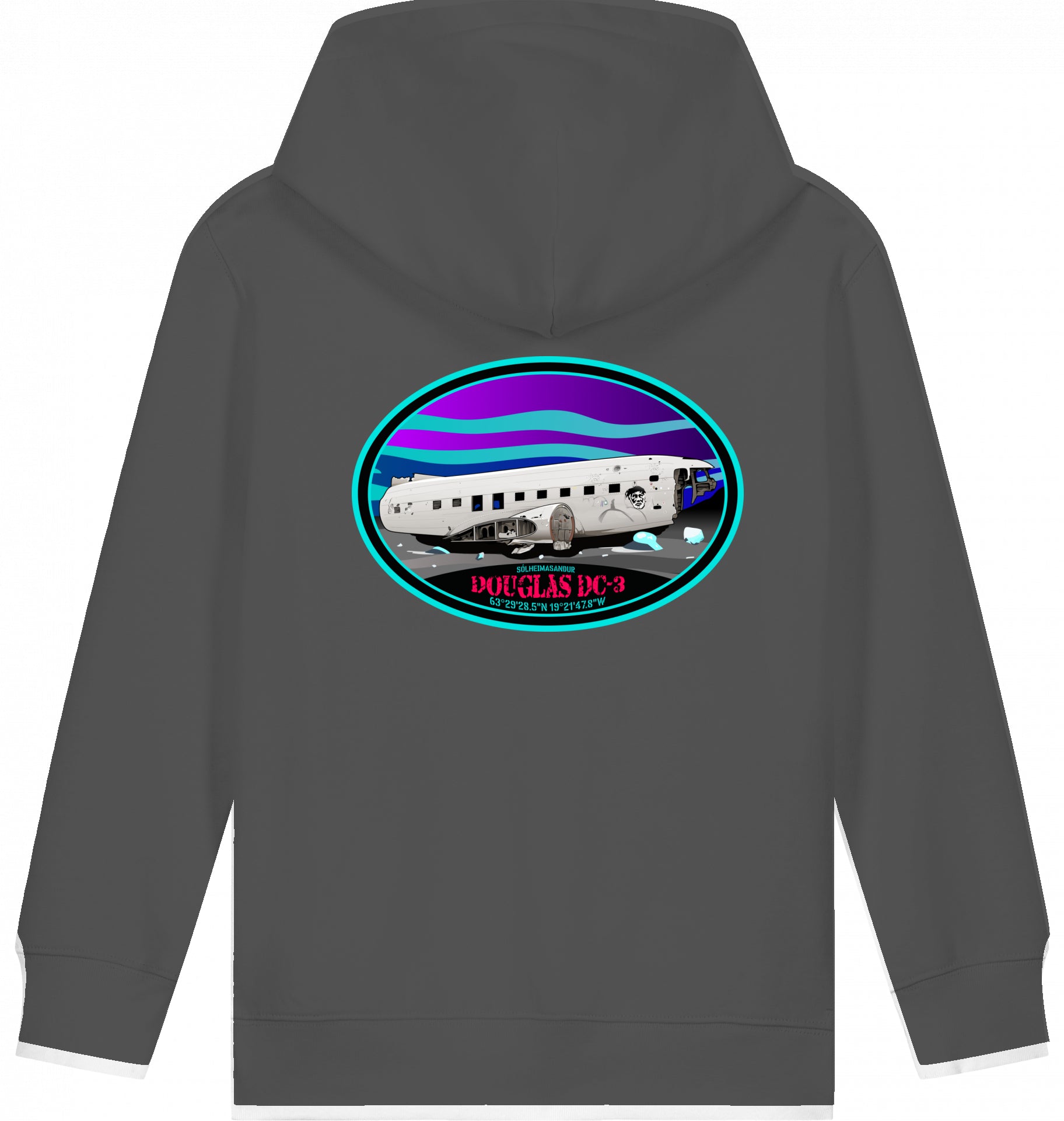 Kids Flugzeug Hoodie - DC-3 Aircraft Wreck - Sólheimansandur - Iceland