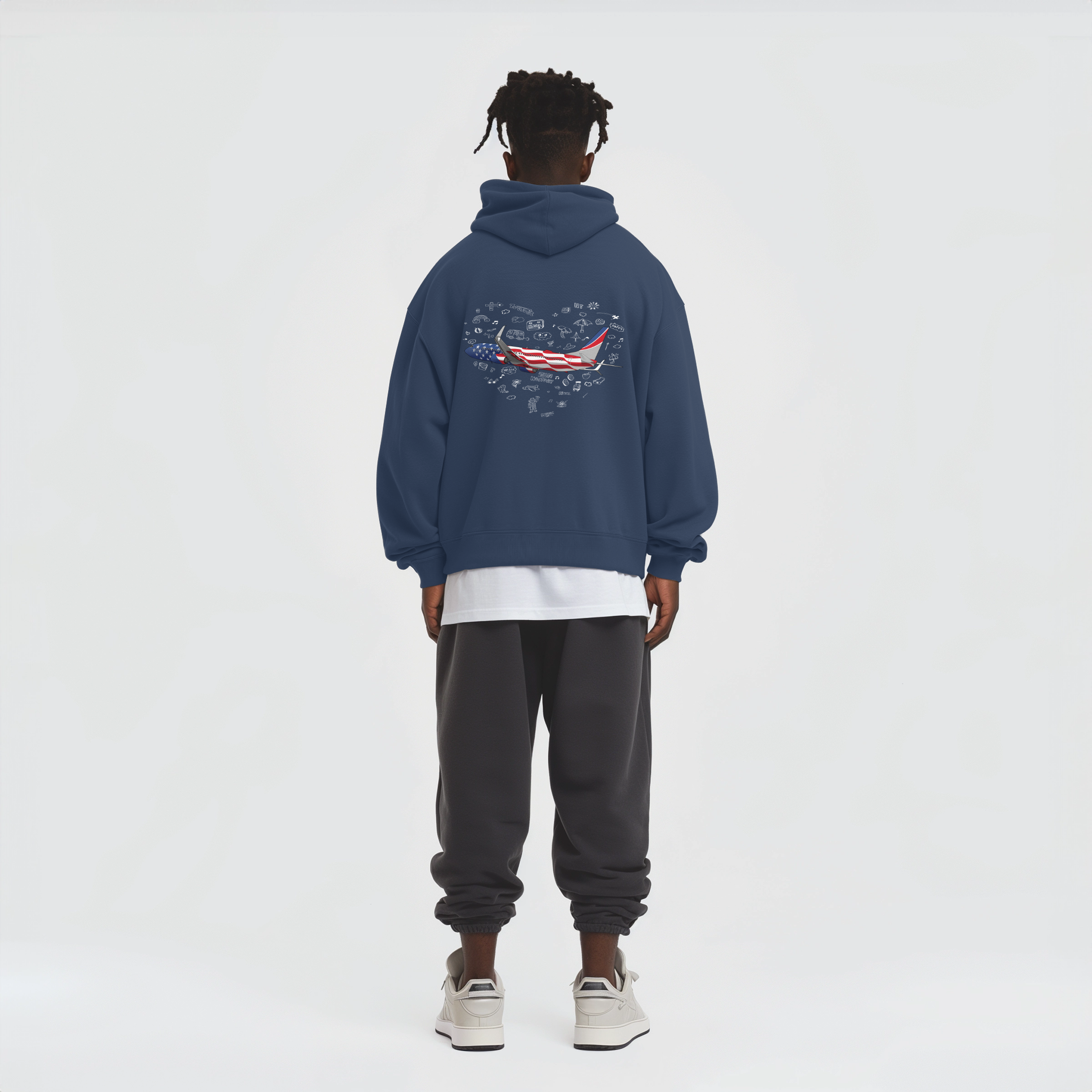 Aviation Flugzeug Hoodie Boeing 737 Stars & Stripes für Piloten, Crews, Kinder & Planespotter made by SUPERSONIC aero 4U