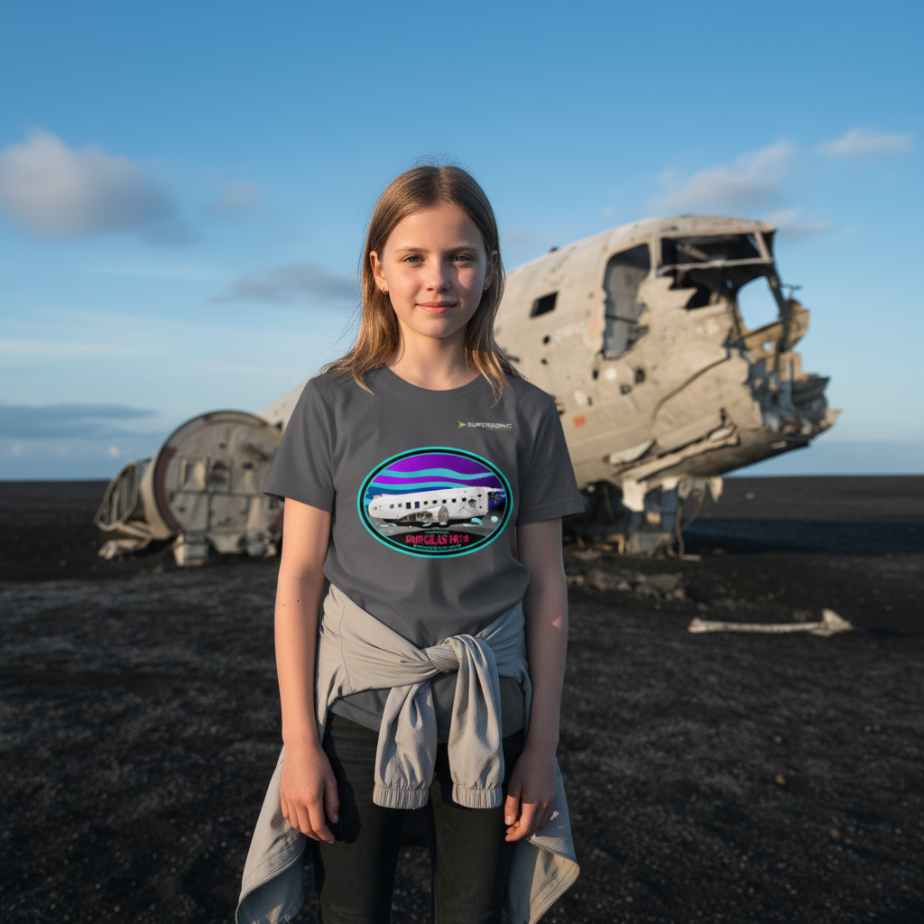 DC-3 Tshirt Kids, DC-3 Flugzeug Tshirt Kinder, Aircraft DC-3 Tshirt