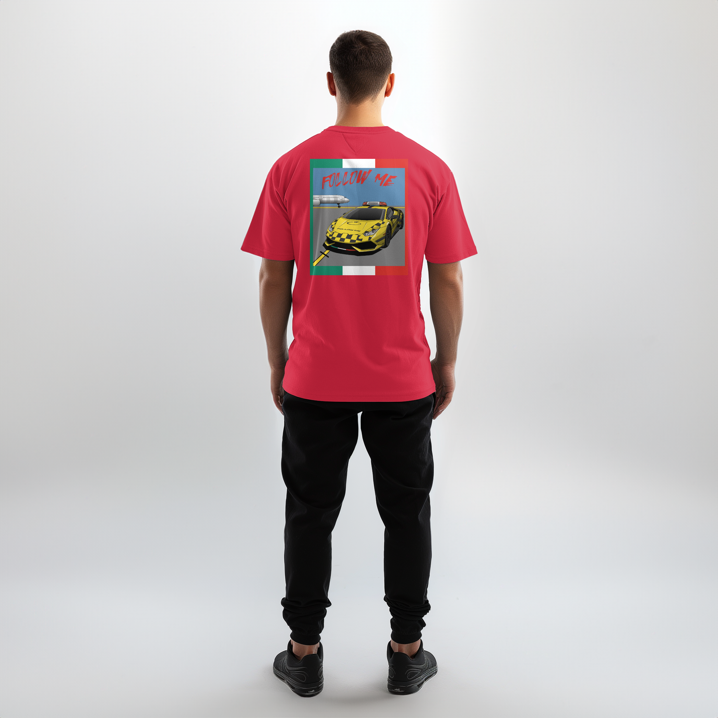 Aviation Airport T-Shirt "Follow Me Italia Supercar" Airbus A321 für Piloten, Crews, Kinder & Planespotter made by SUPERSONIC aero 4U