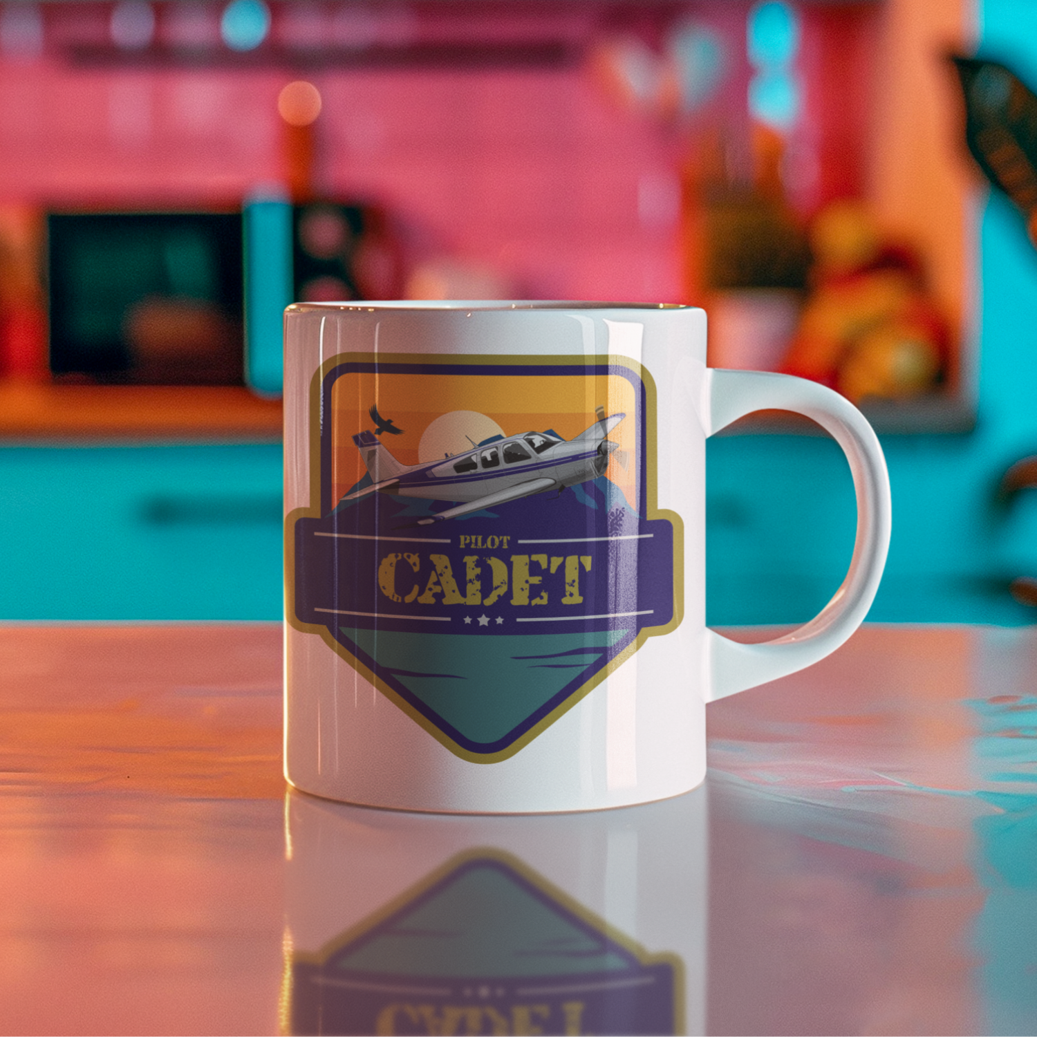 Aviation Kaffeebecher "Flight School Pilot Cadet" für Piloten, Crews, Kinder & Planespotter made by SUPERSONIC aero 4U