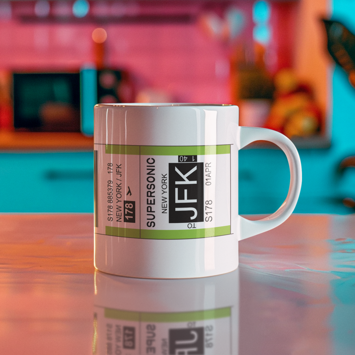 Aviation Kaffeebecher "JFK Bag Tag" für Piloten, Crews, Kinder & Planespotter made by SUPERSONIC aero 4U