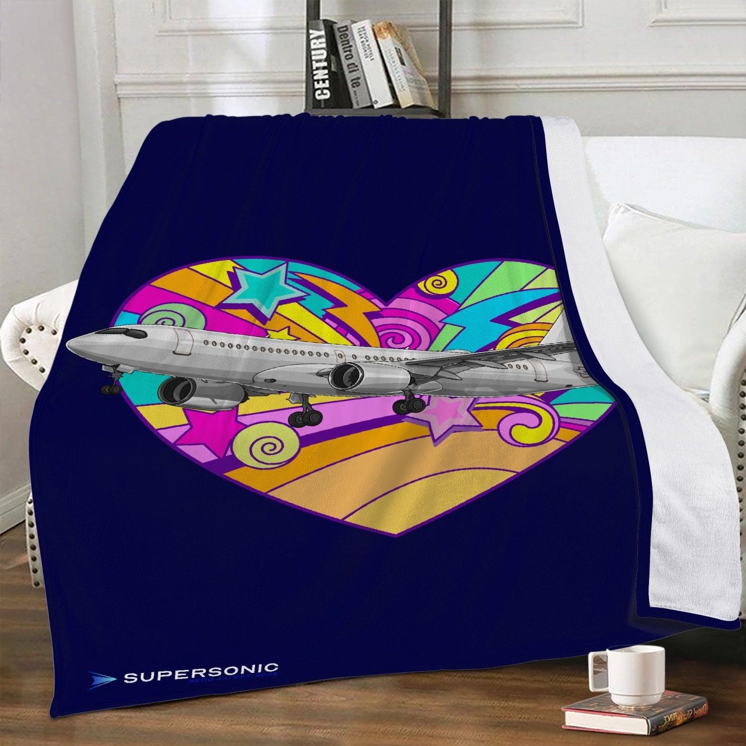 Fleece Decke "Airbus A220 Heart - Airline Aircraft" - SUPERSONIC aero 4U