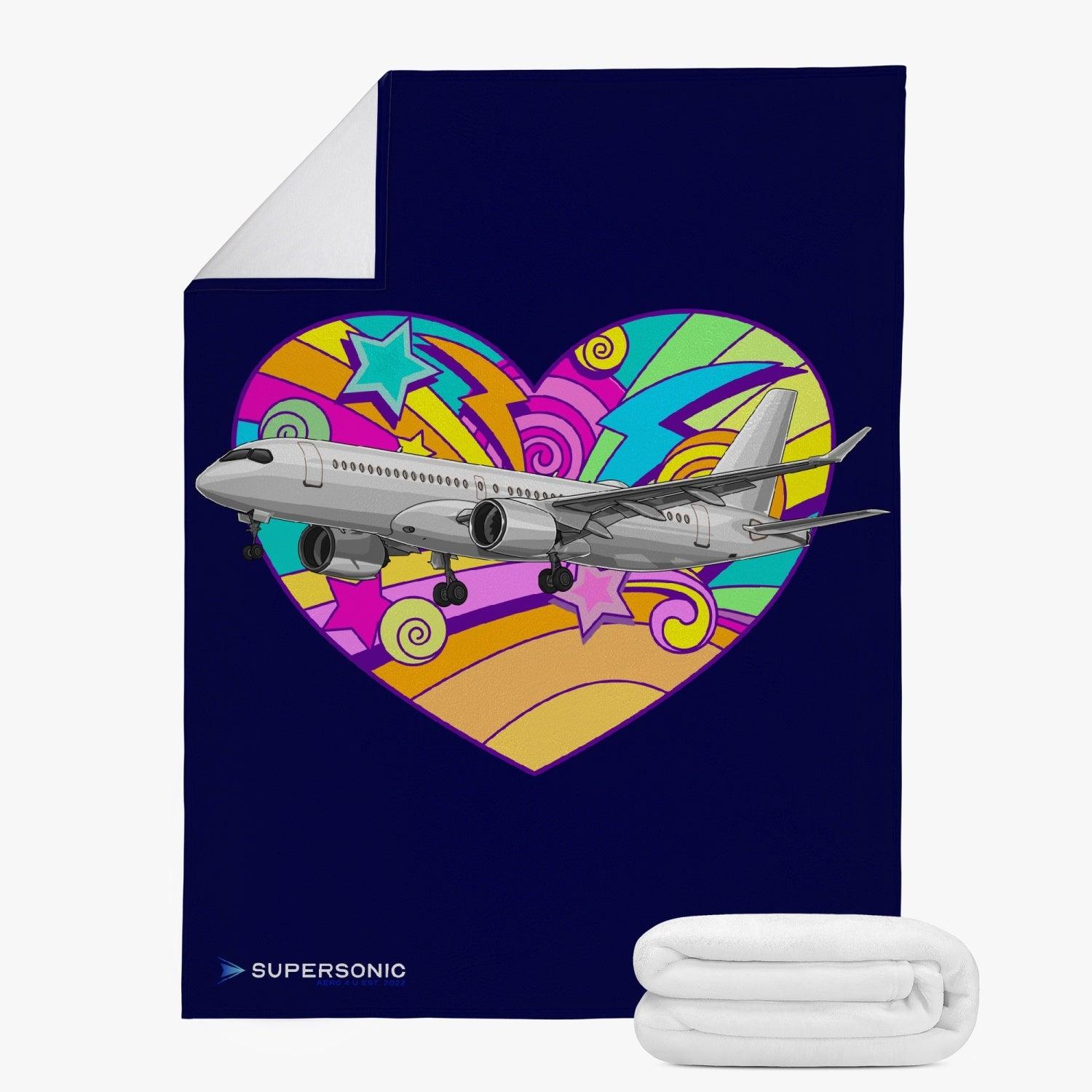 Fleece Decke "Airbus A220 Heart - Airline Aircraft" - SUPERSONIC aero 4U