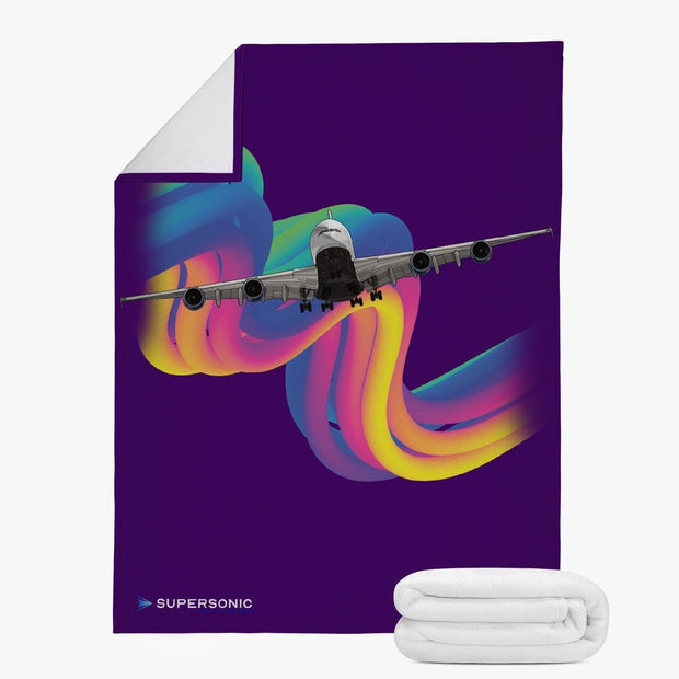 Fleece Decke "Airbus A380 Rainbow" - SUPERSONIC aero 4U