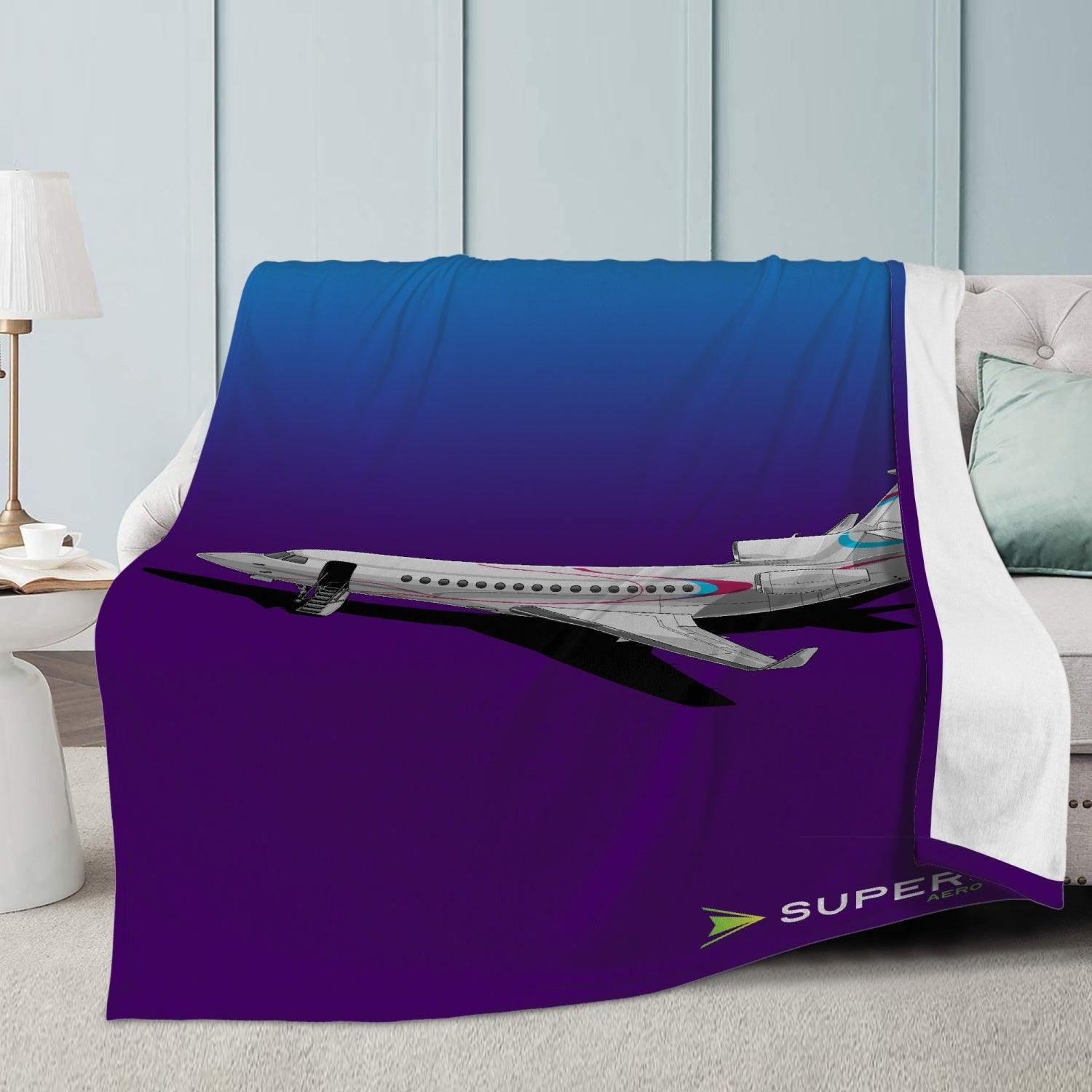 Fleece Decke "Dassault Falcon 7X - Business Jet" - SUPERSONIC aero 4U