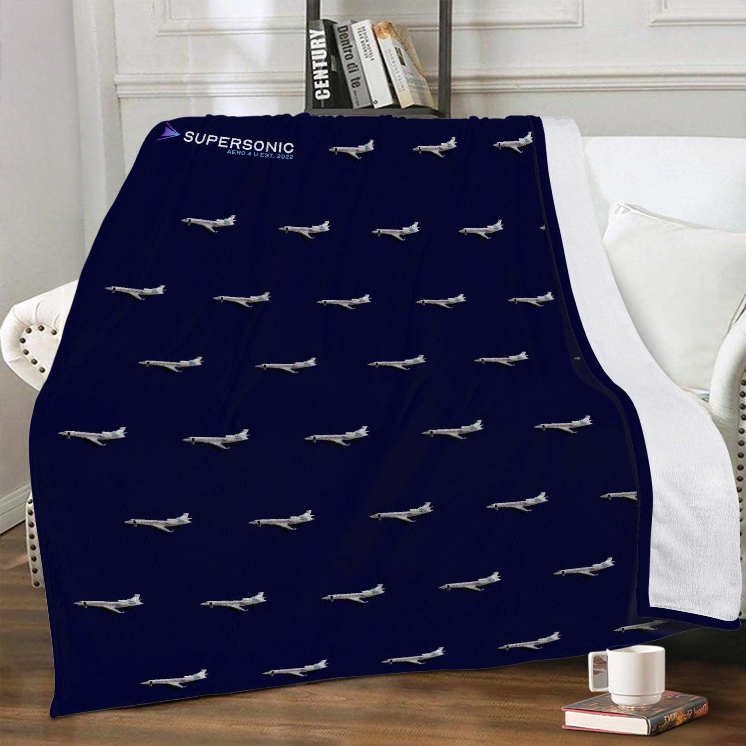 Fleece Decke "Dassault Falcon 7x" dark blue - SUPERSONIC aero 4U