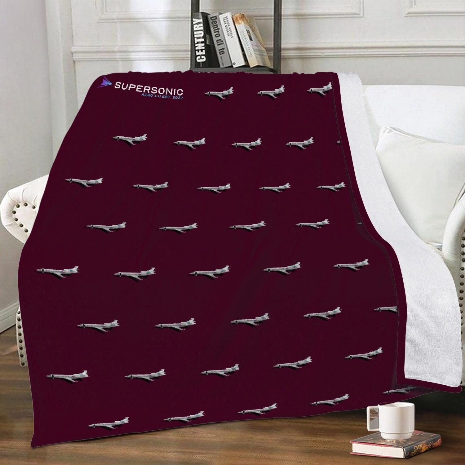 Fleece Decke "Dassault Falcon 7x" dark red - SUPERSONIC aero 4U