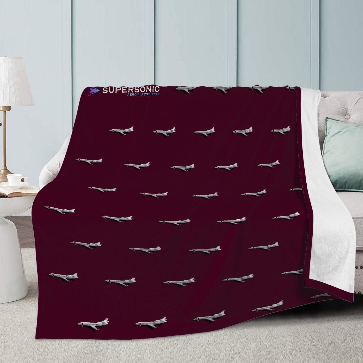 Fleece Decke "Dassault Falcon 7x" dark red - SUPERSONIC aero 4U