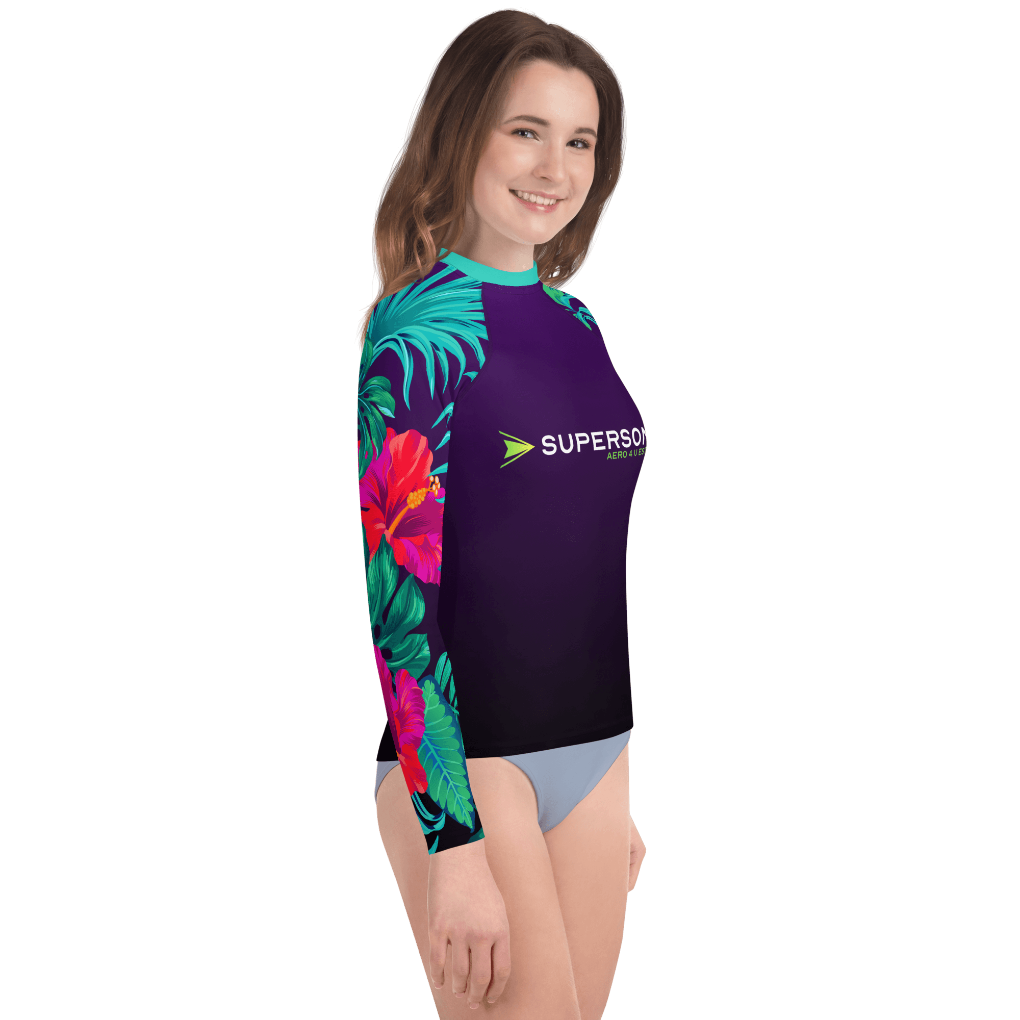 Schwimm- und Sonnenschutzshirt für Jugendliche UNISEX "Carribean Summer" AOP All Over Print - SUPERSONIC aero 4U