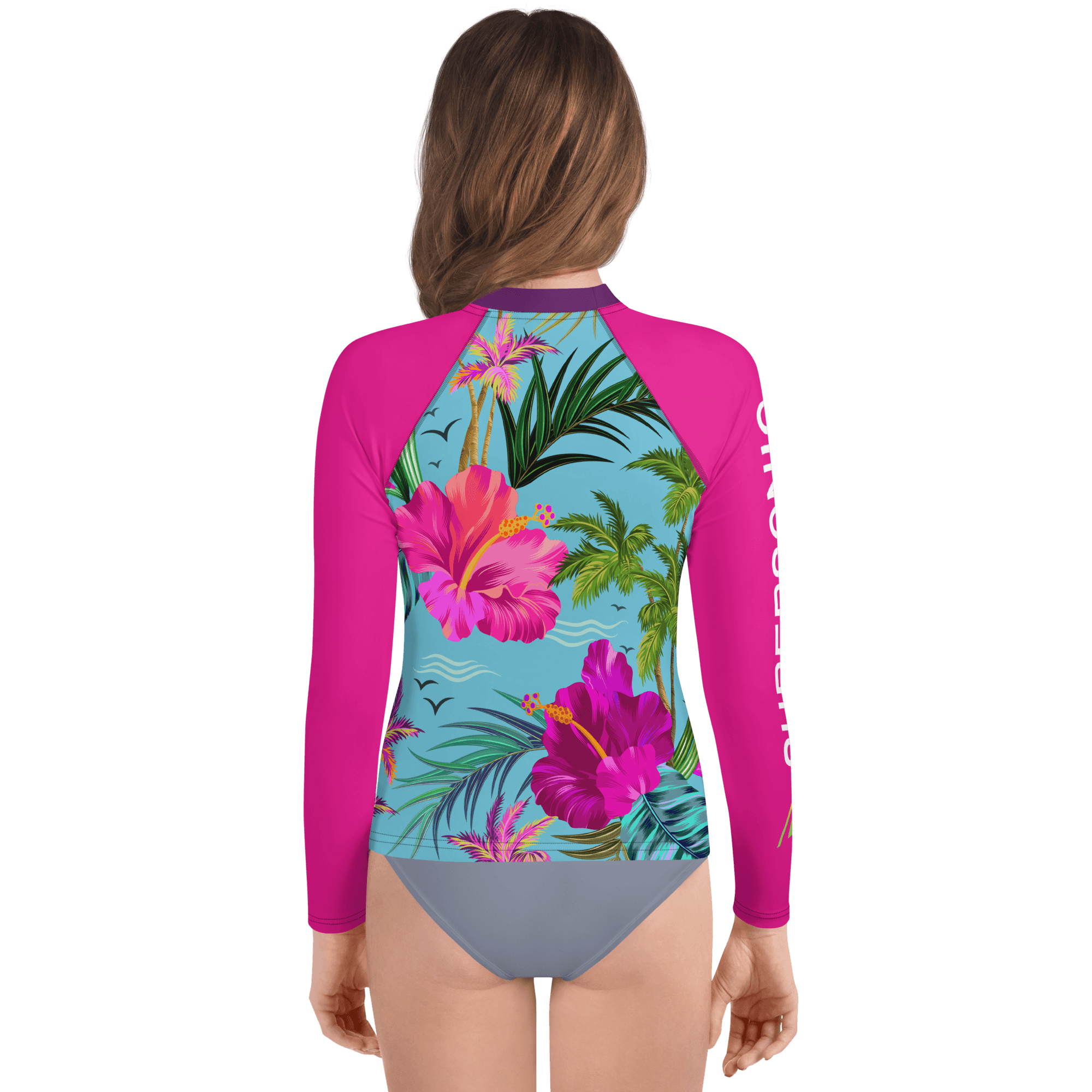 Schwimm- und Sonnenschutzshirt für Jugendliche UNISEX "Hawaii Flowers" AOP All Over Print - SUPERSONIC aero 4U