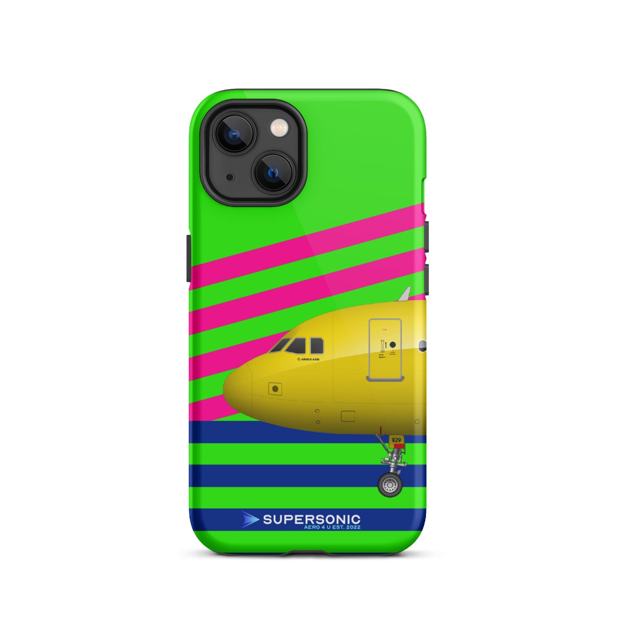 Tough iPhone case "Airbus A320" green pink blue - SUPERSONIC aero 4U