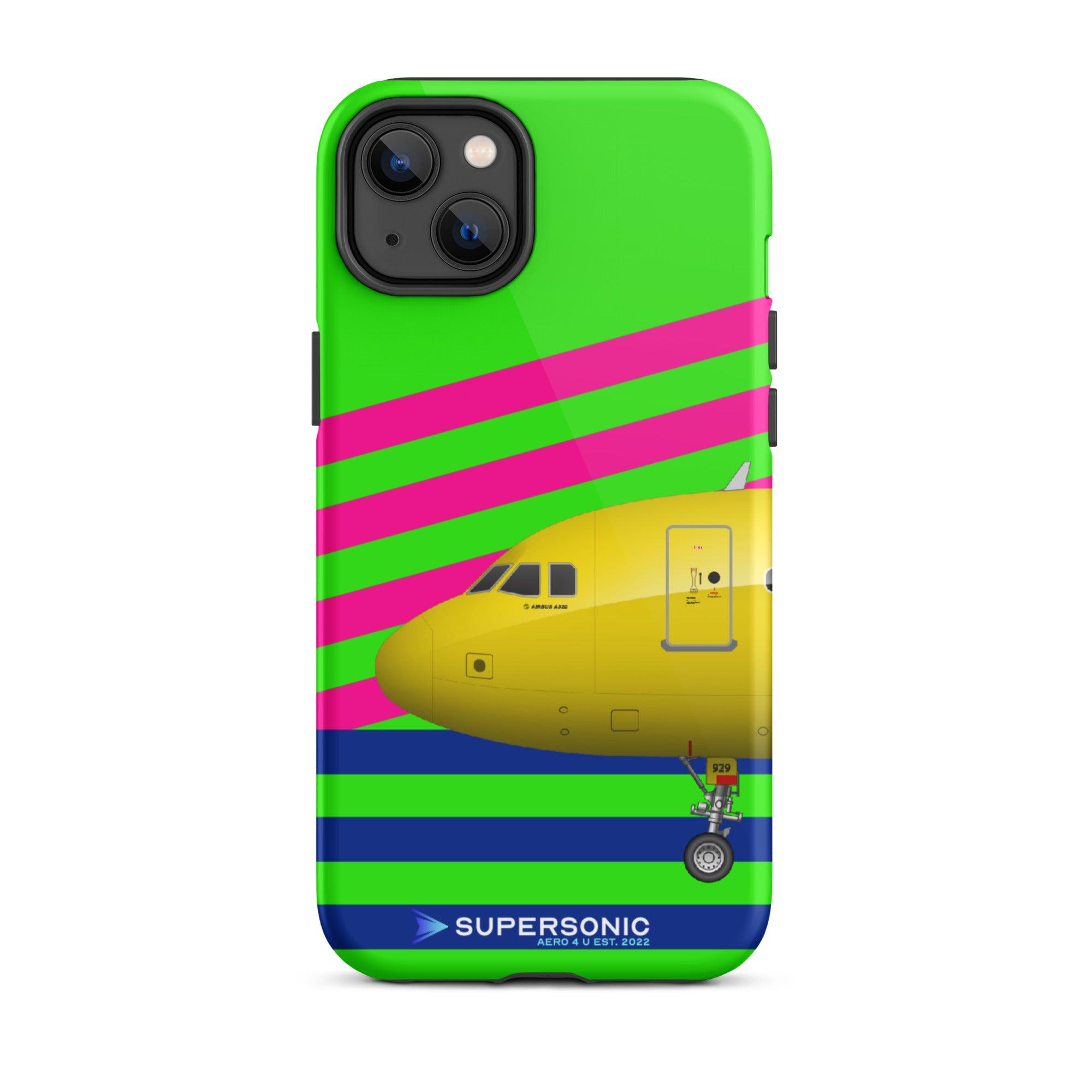 Tough iPhone case "Airbus A320" green pink blue - SUPERSONIC aero 4U