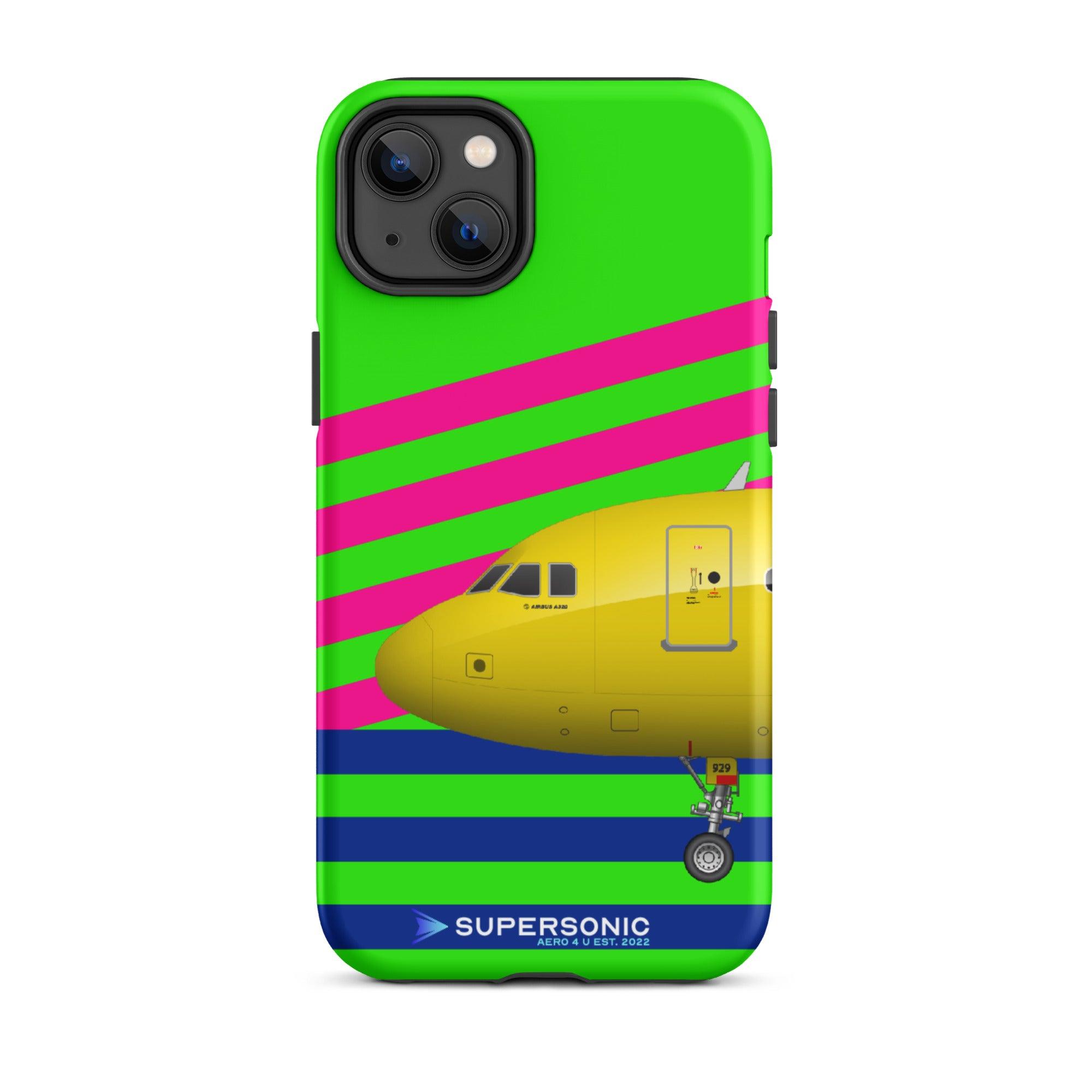 Tough iPhone case "Airbus A320" green pink blue - SUPERSONIC aero 4U