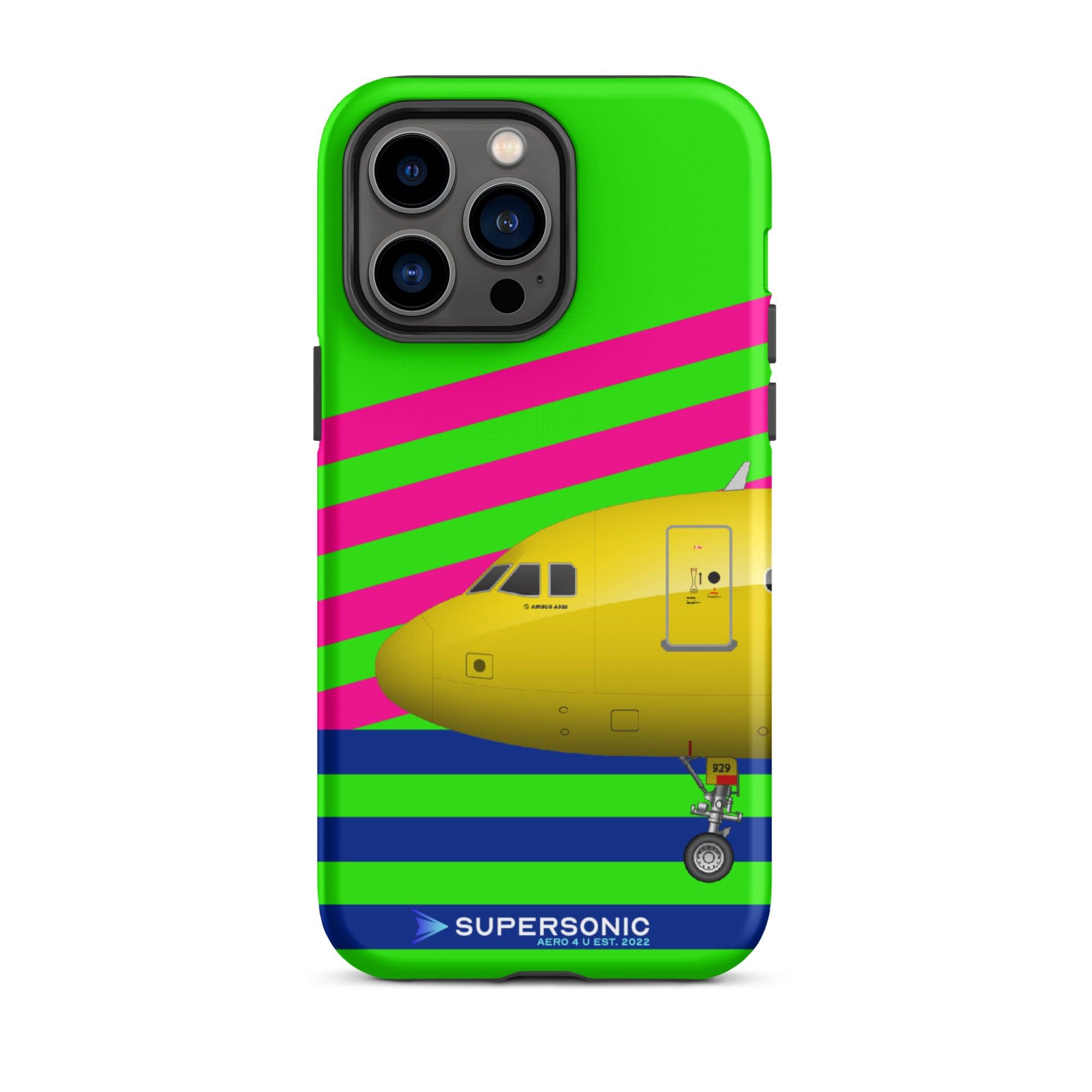 Tough iPhone case "Airbus A320" green pink blue - SUPERSONIC aero 4U