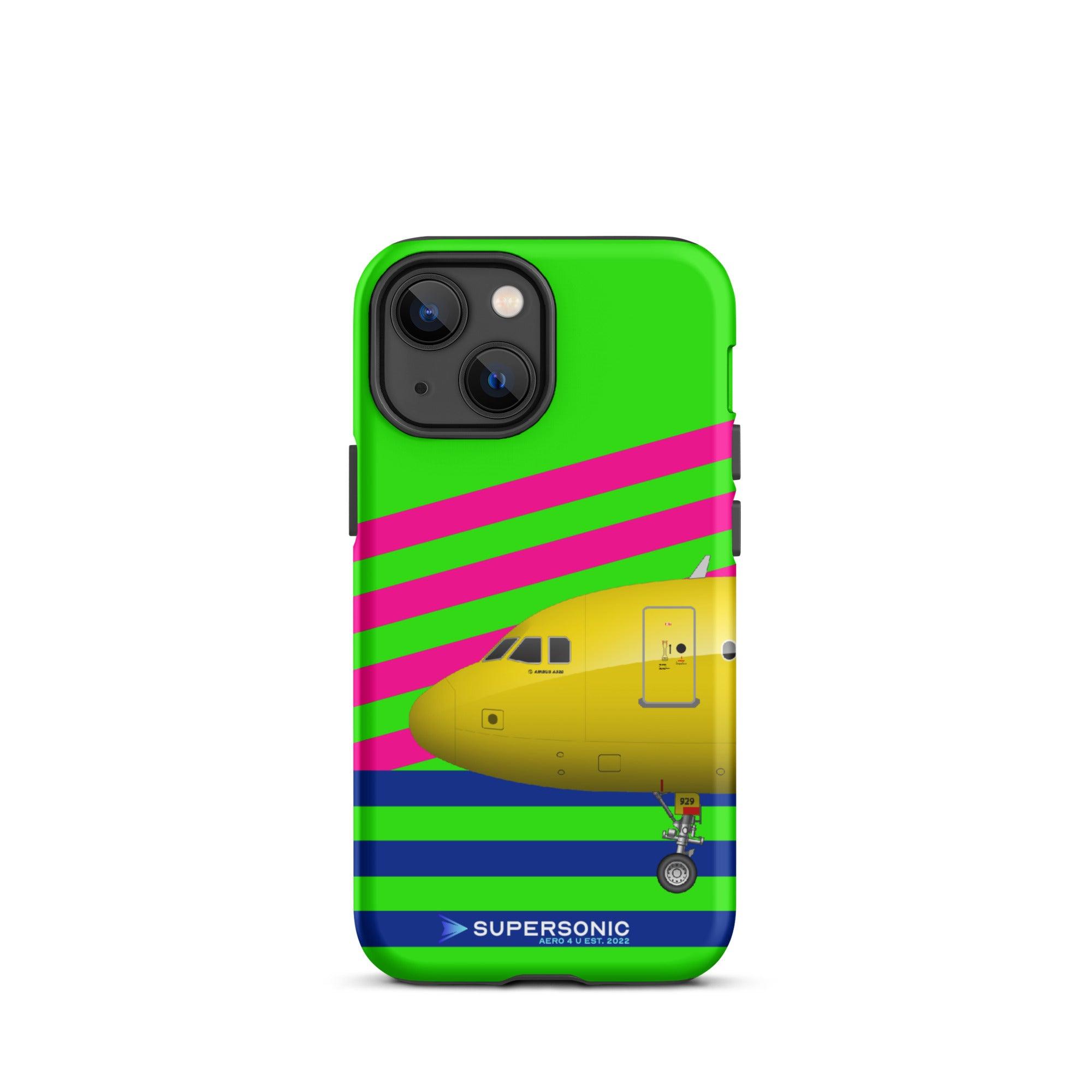 Tough iPhone case "Airbus A320" green pink blue - SUPERSONIC aero 4U