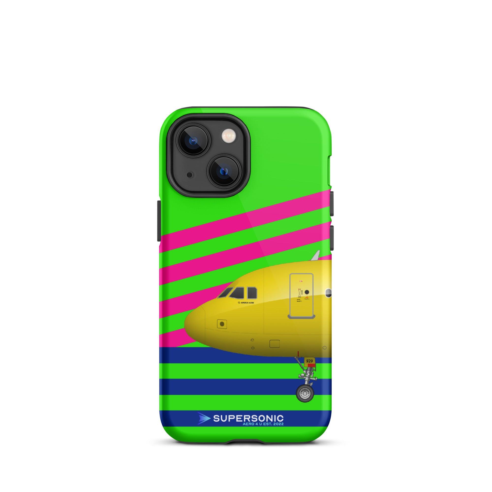 Tough iPhone case "Airbus A320" green pink blue - SUPERSONIC aero 4U