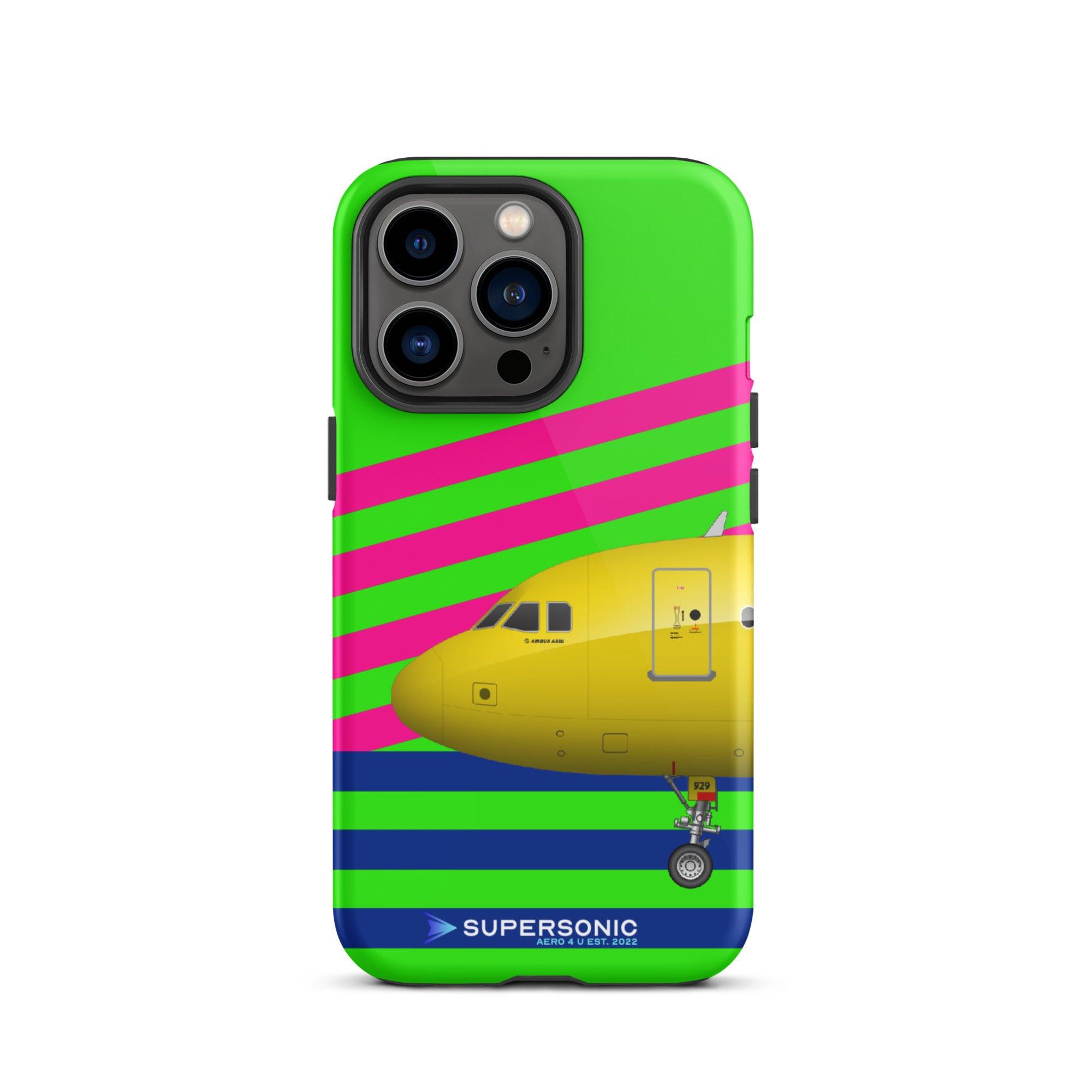 Tough iPhone case "Airbus A320" green pink blue - SUPERSONIC aero 4U