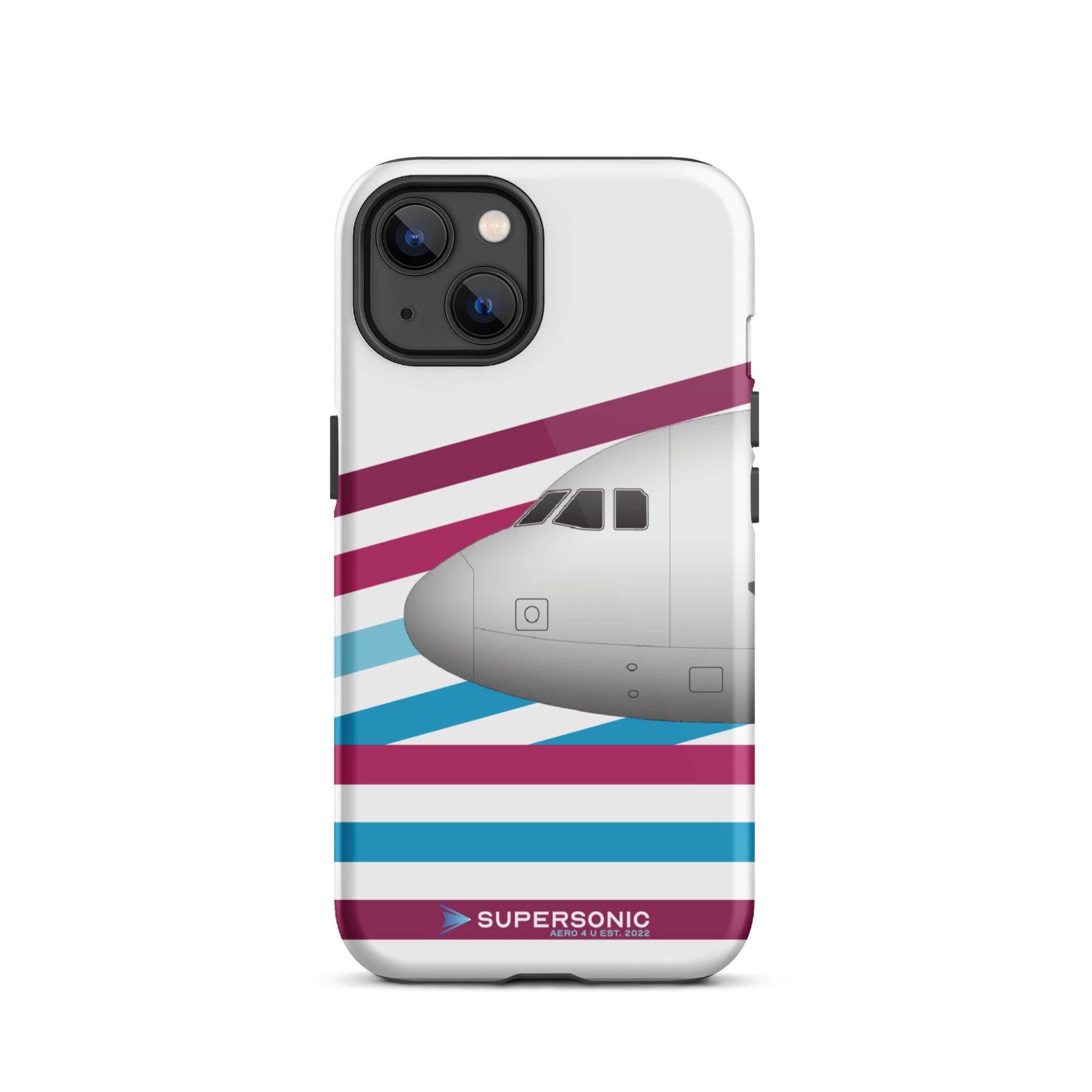 Tough iPhone case Airbus A320 white violett blue - SUPERSONIC aero 4U