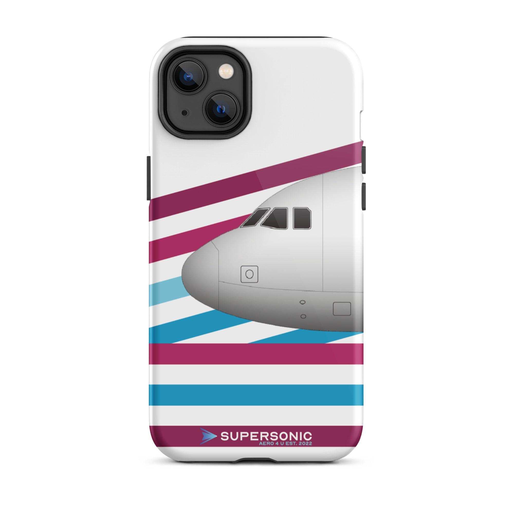 Tough iPhone case Airbus A320 white violett blue - SUPERSONIC aero 4U