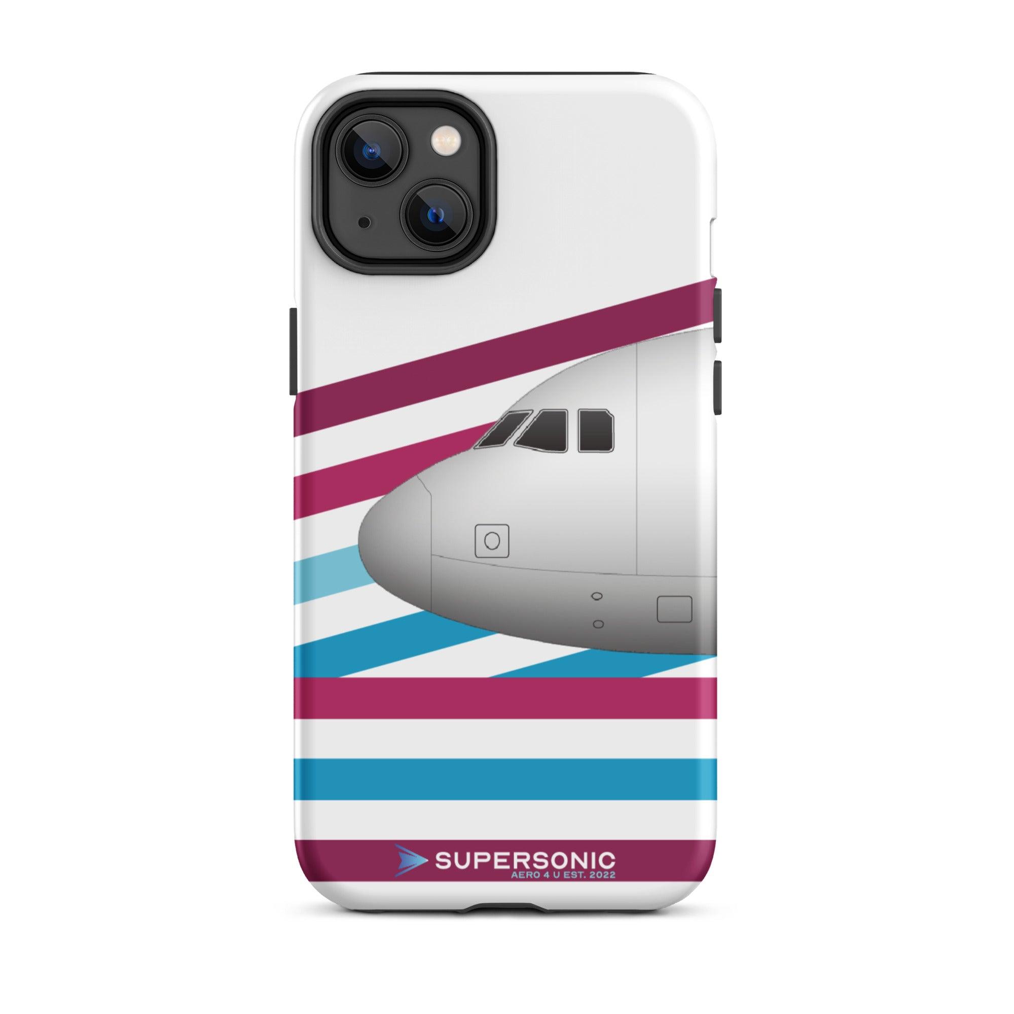 Tough iPhone case Airbus A320 white violett blue - SUPERSONIC aero 4U