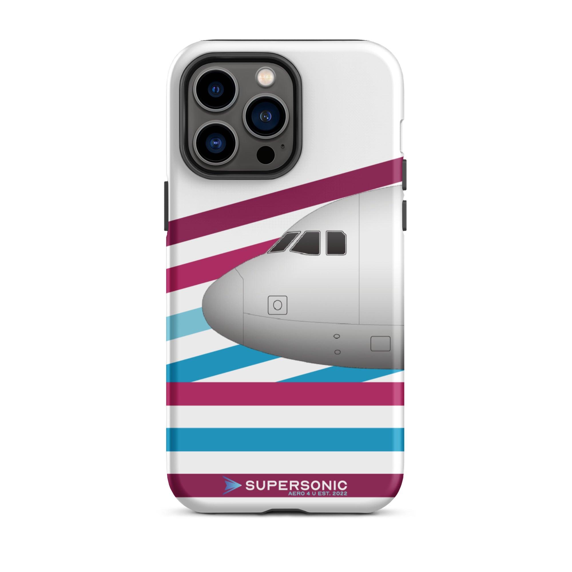 Tough iPhone case Airbus A320 white violett blue - SUPERSONIC aero 4U