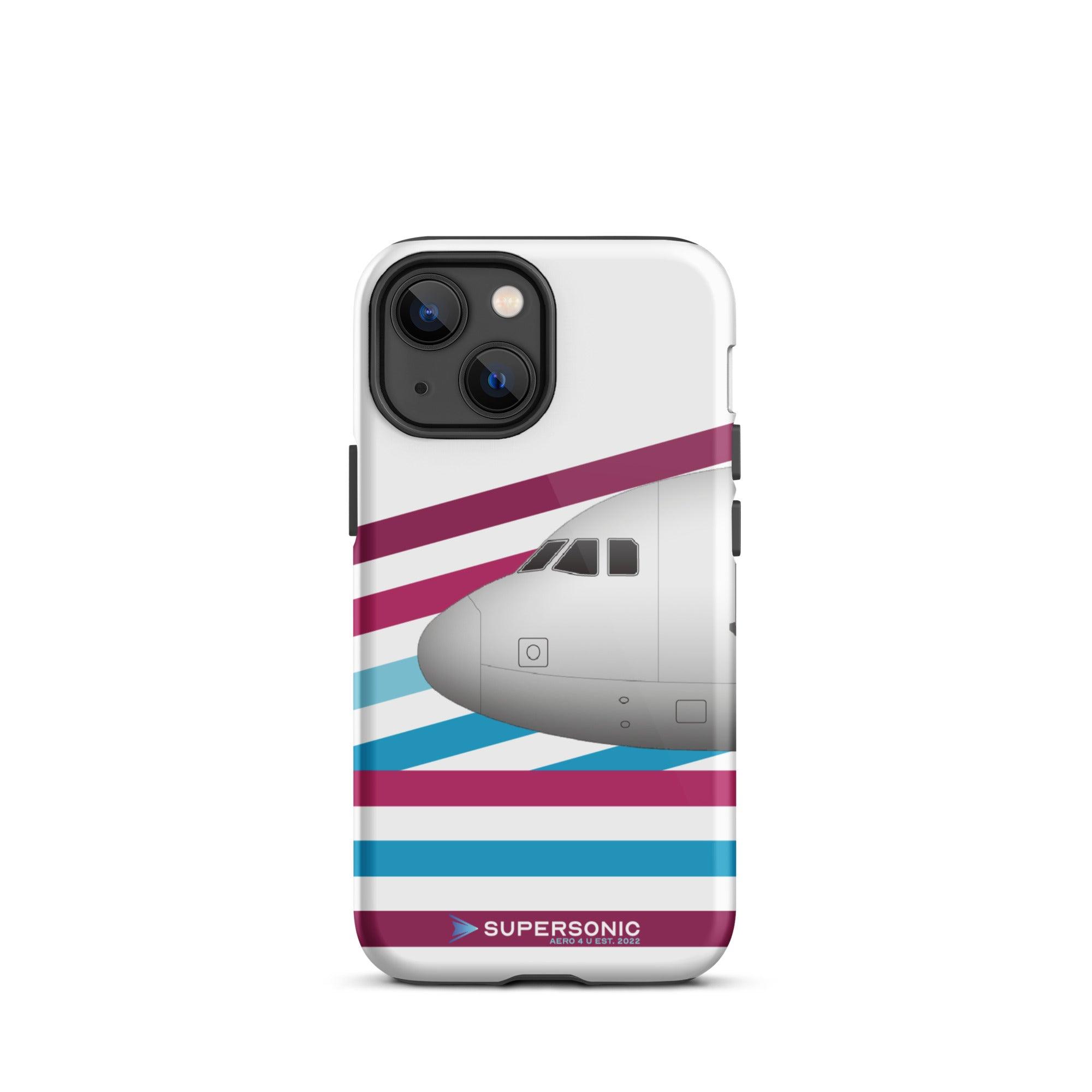 Tough iPhone case Airbus A320 white violett blue - SUPERSONIC aero 4U