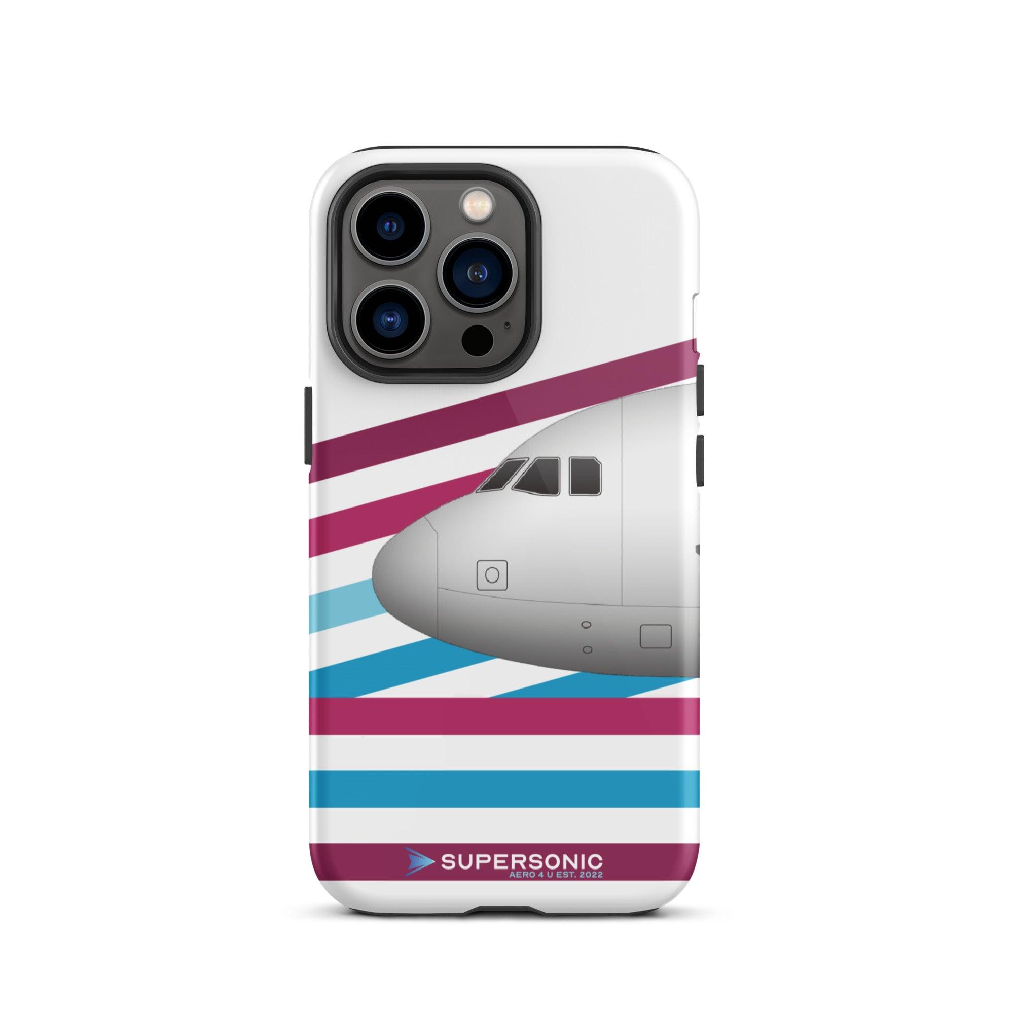 Tough iPhone case Airbus A320 white violett blue - SUPERSONIC aero 4U