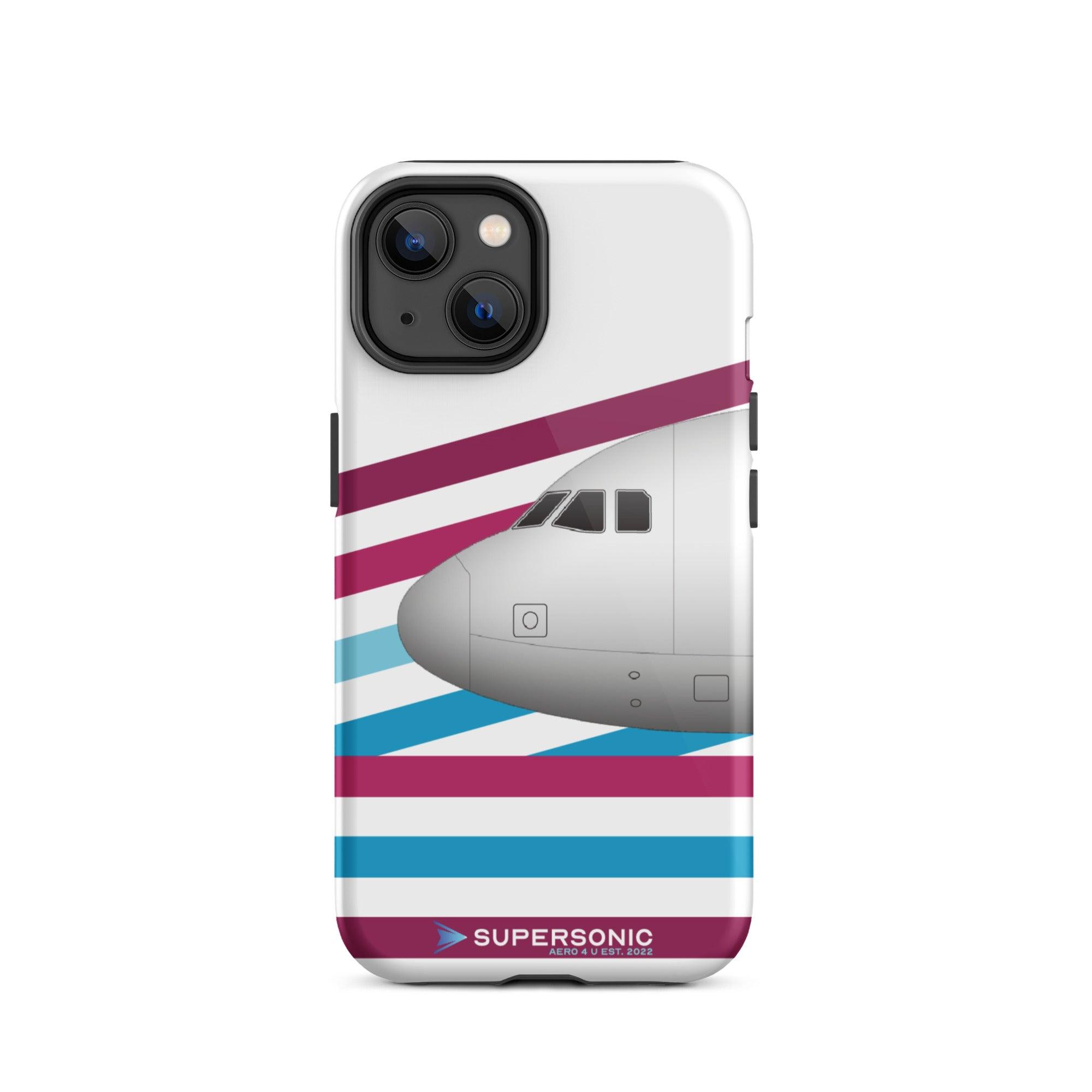 Tough iPhone case Airbus A320 white violett blue - SUPERSONIC aero 4U