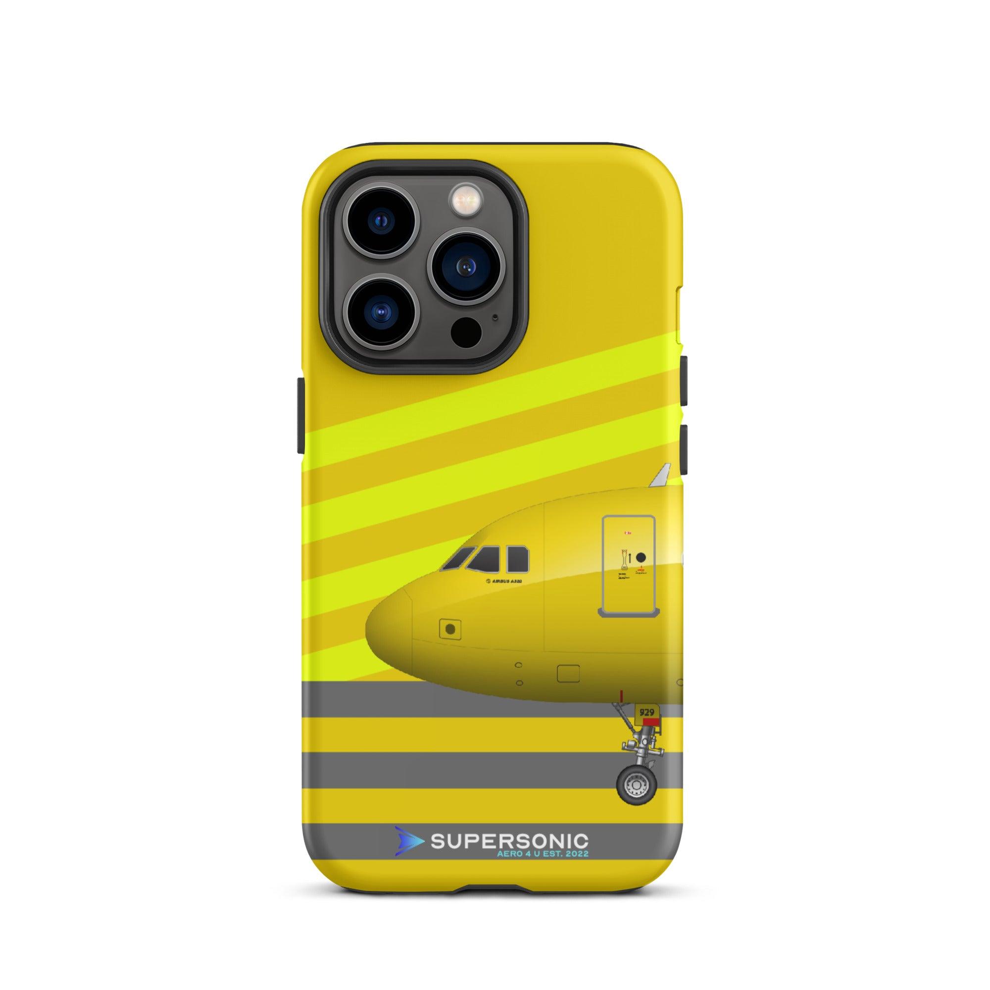 Tough iPhone case "Airbus A320" yellow grey - SUPERSONIC aero 4U