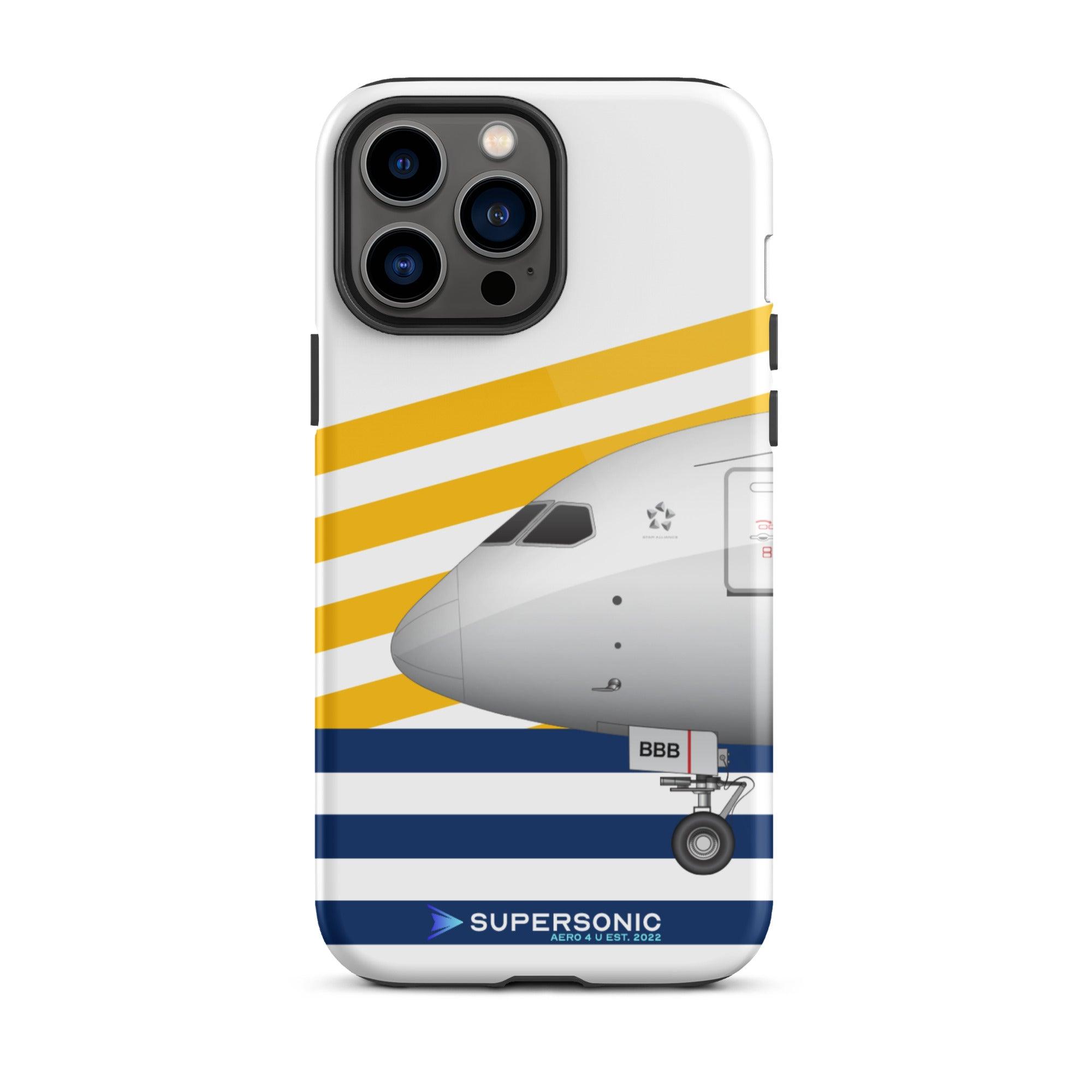 Tough iPhone case Boeing 787 white yellow blue - SUPERSONIC aero 4U