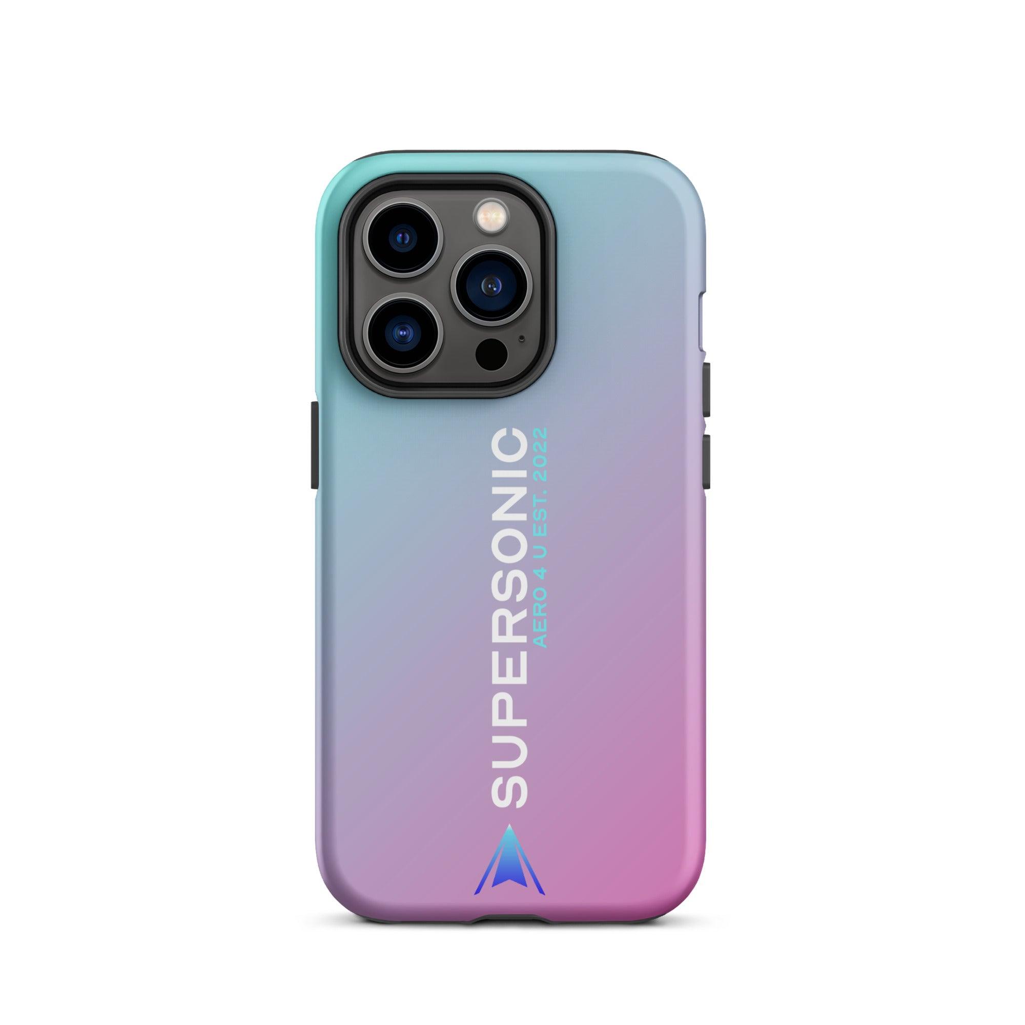 Tough iPhone case "Supersonic" pink turquoise gradient - SUPERSONIC aero 4U